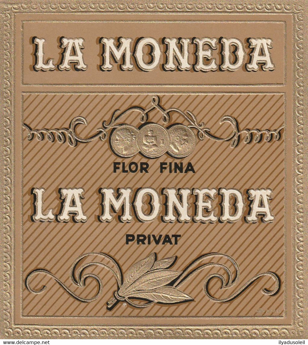 Etiquette Boite Cigare EN RELIEF   " LA MONEDA " - Labels