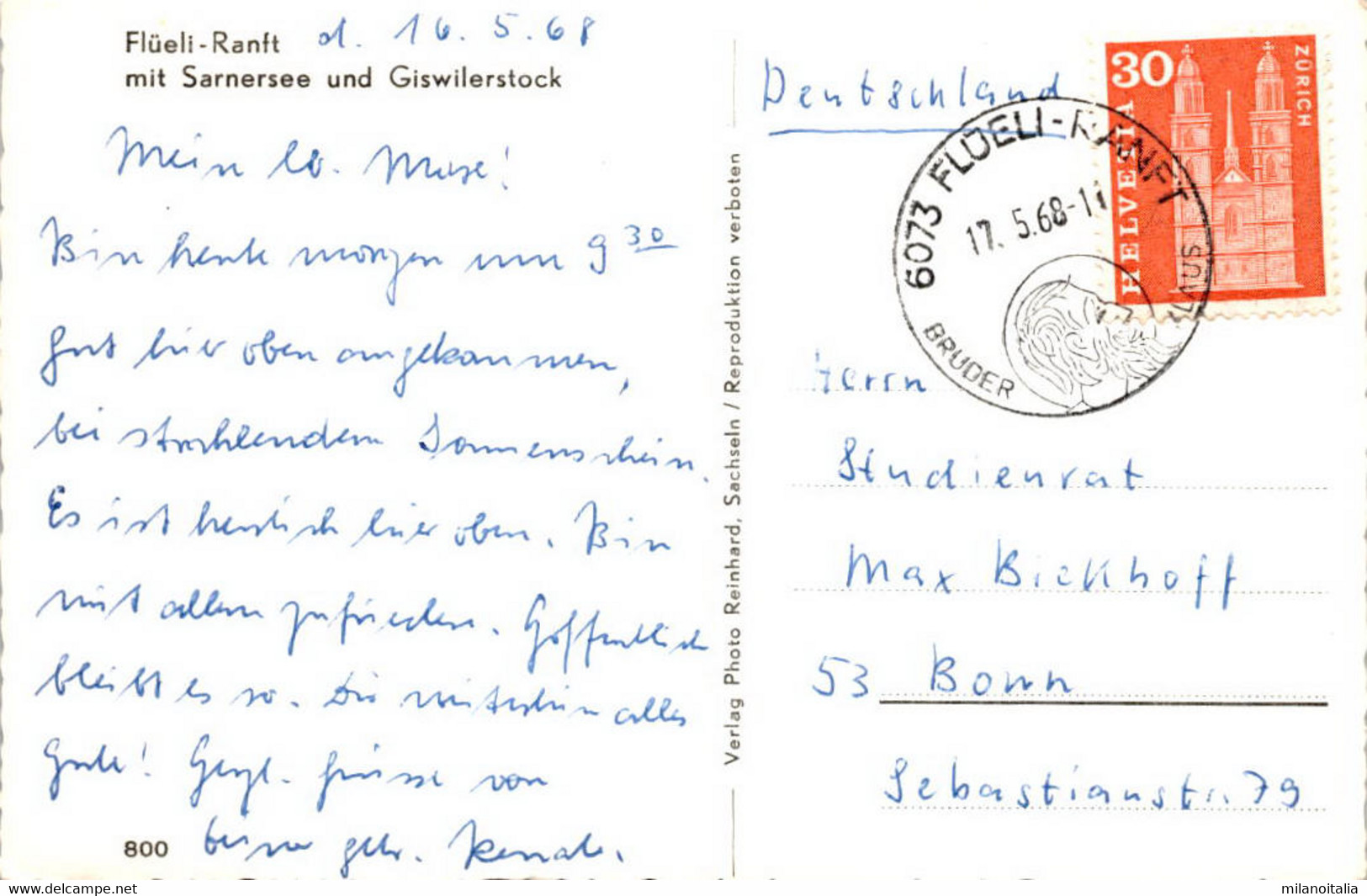 Flüeli-Ranft Mit Sarnersee Und Giswilerstock (800) * 17. 5. 1968 - Giswil