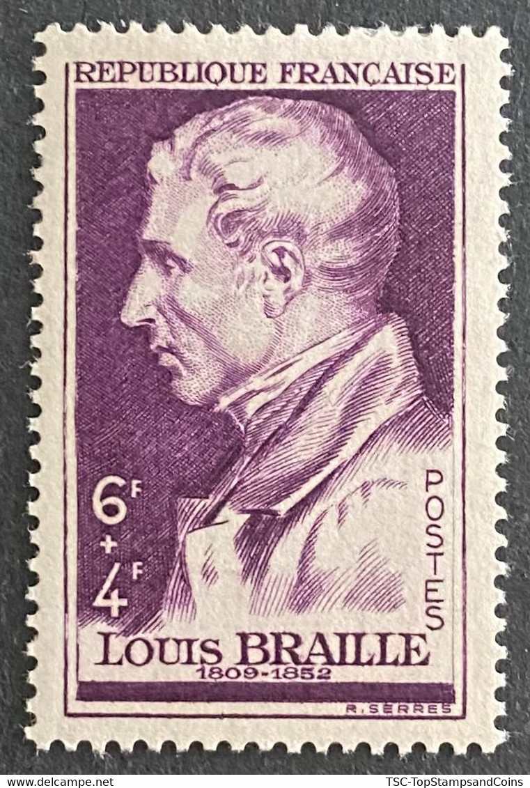 FRA0793MH - Louis Braille - 6 F + 4 F MH Stamp - 1948 - France YT 793 - Neufs