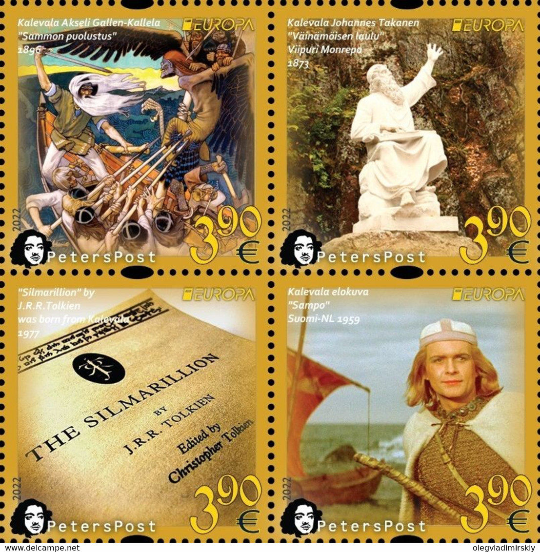 Finland 2022 Europa Peterspost Myths & Legends Kalevala Block Of 4 Stamps Mint - Ungebraucht