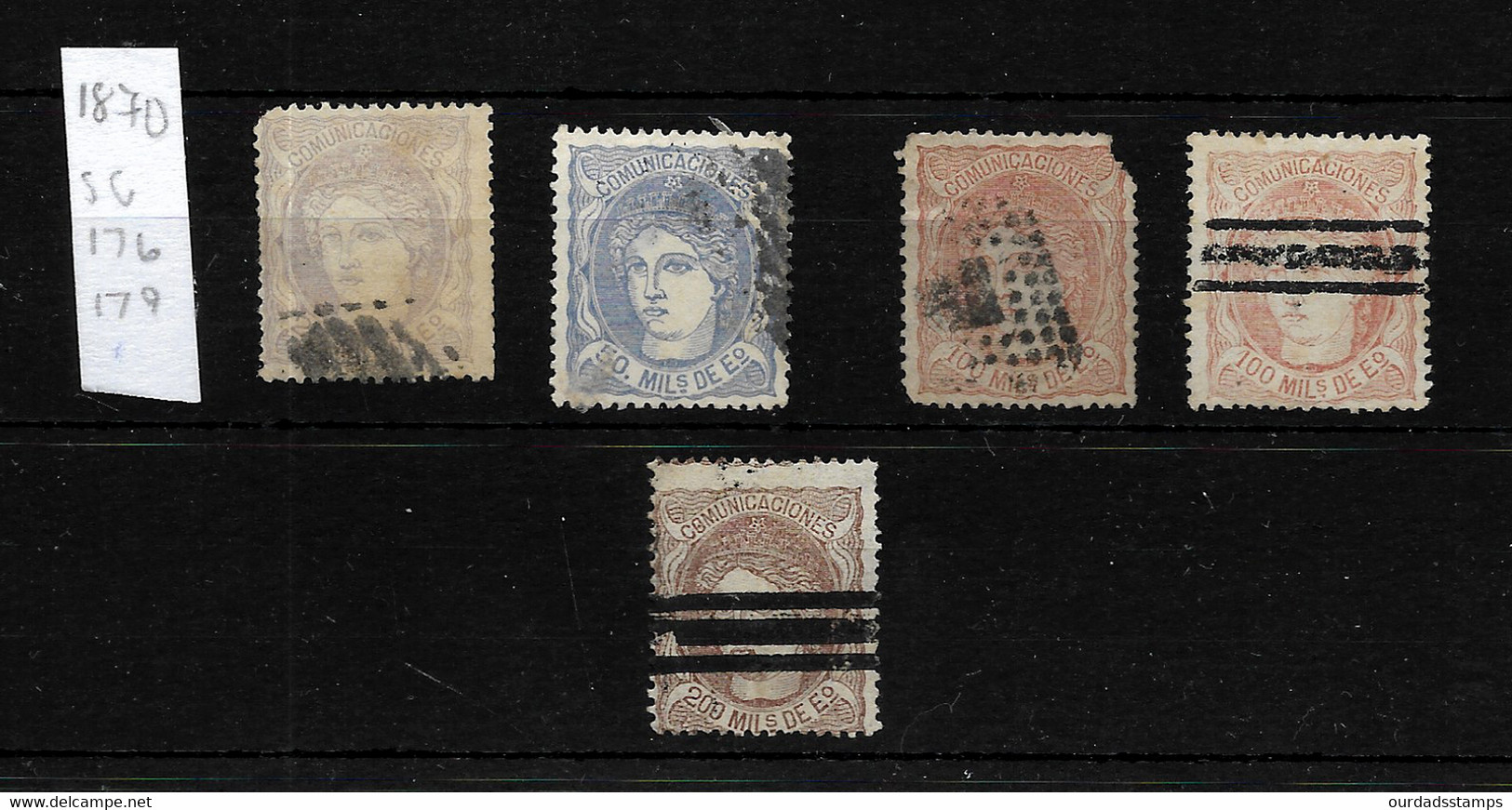 Spain, 1870 Allegorical Figure, Small Selection Used SG172-180 (S196) - Used Stamps