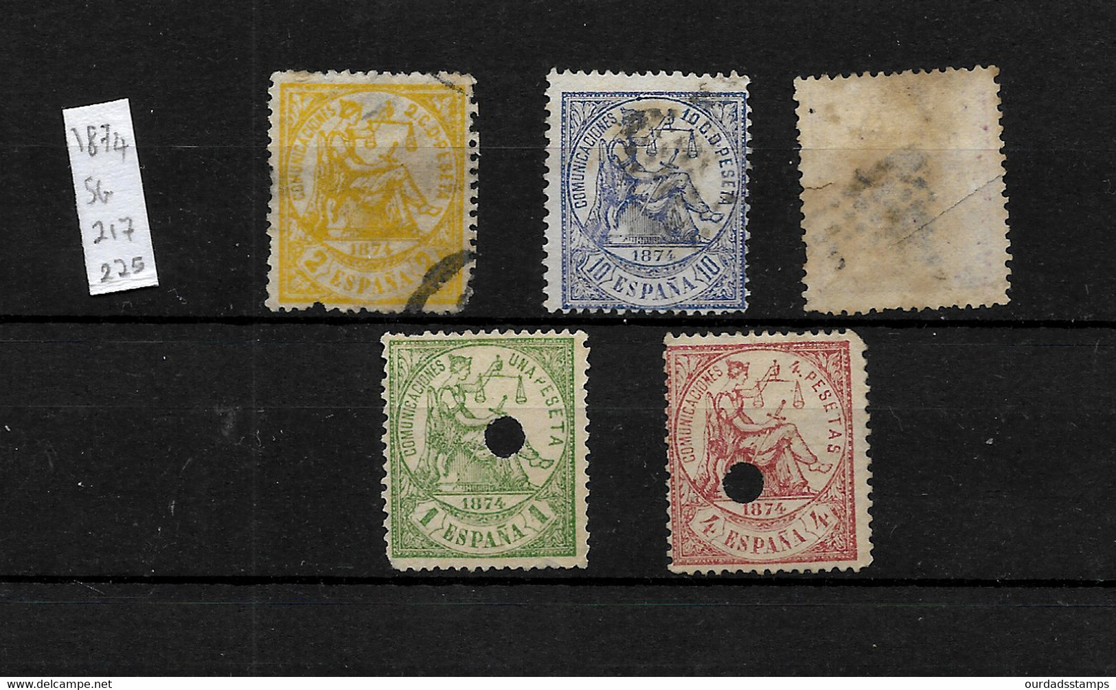 Spain, 1874 Allegorical Figure, Small Selection Used ** (S199) - Used Stamps