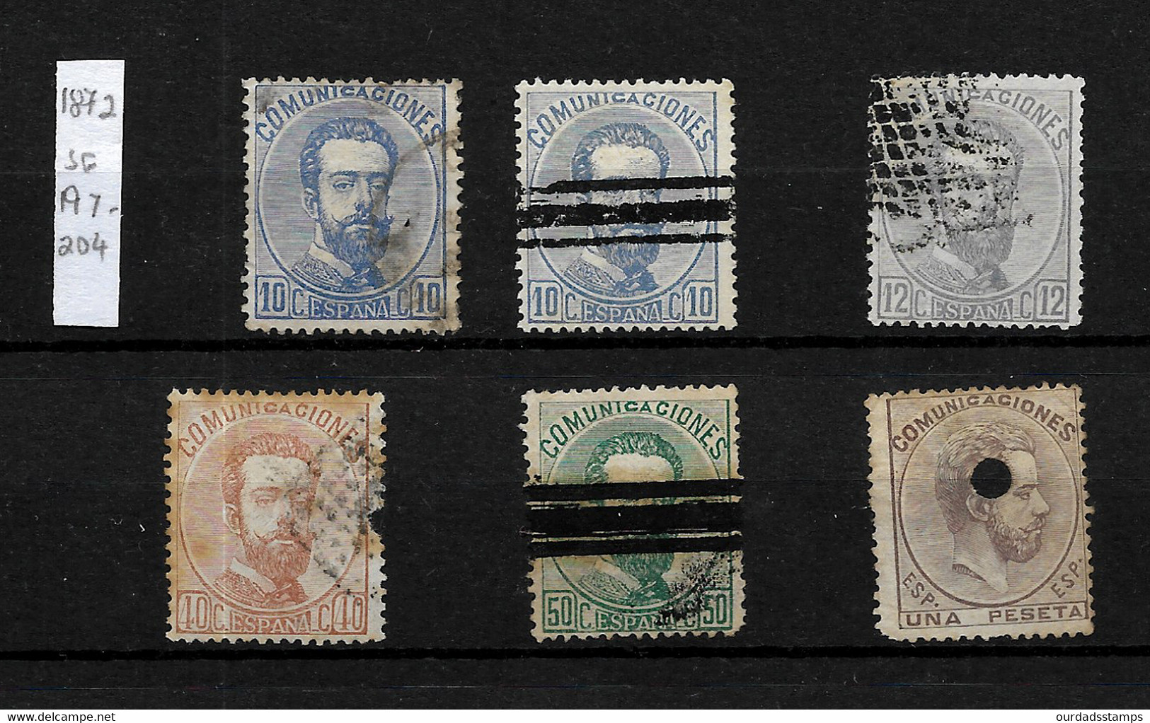 Spain, 1872 King Amadeo, Small Selection Used ** (S198) - Oblitérés