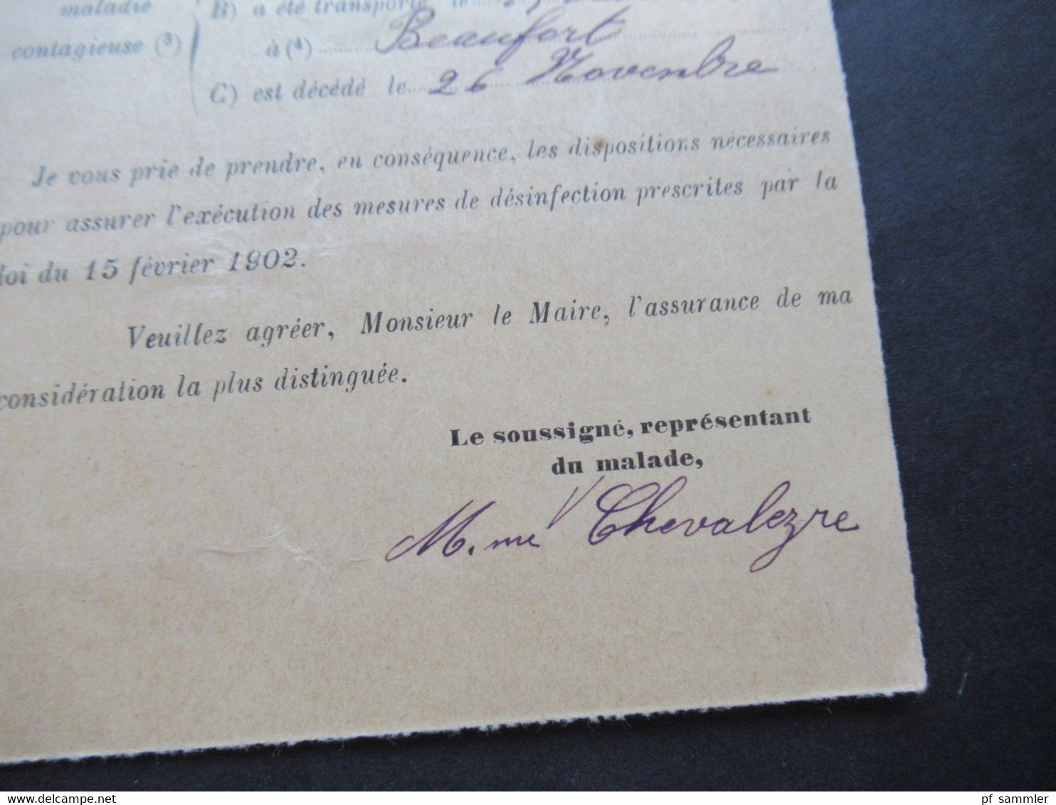 Frankreich 1912 Säerin Departement de Maine et Loire Service Public departemental de Desinfection an den Maire de Brion