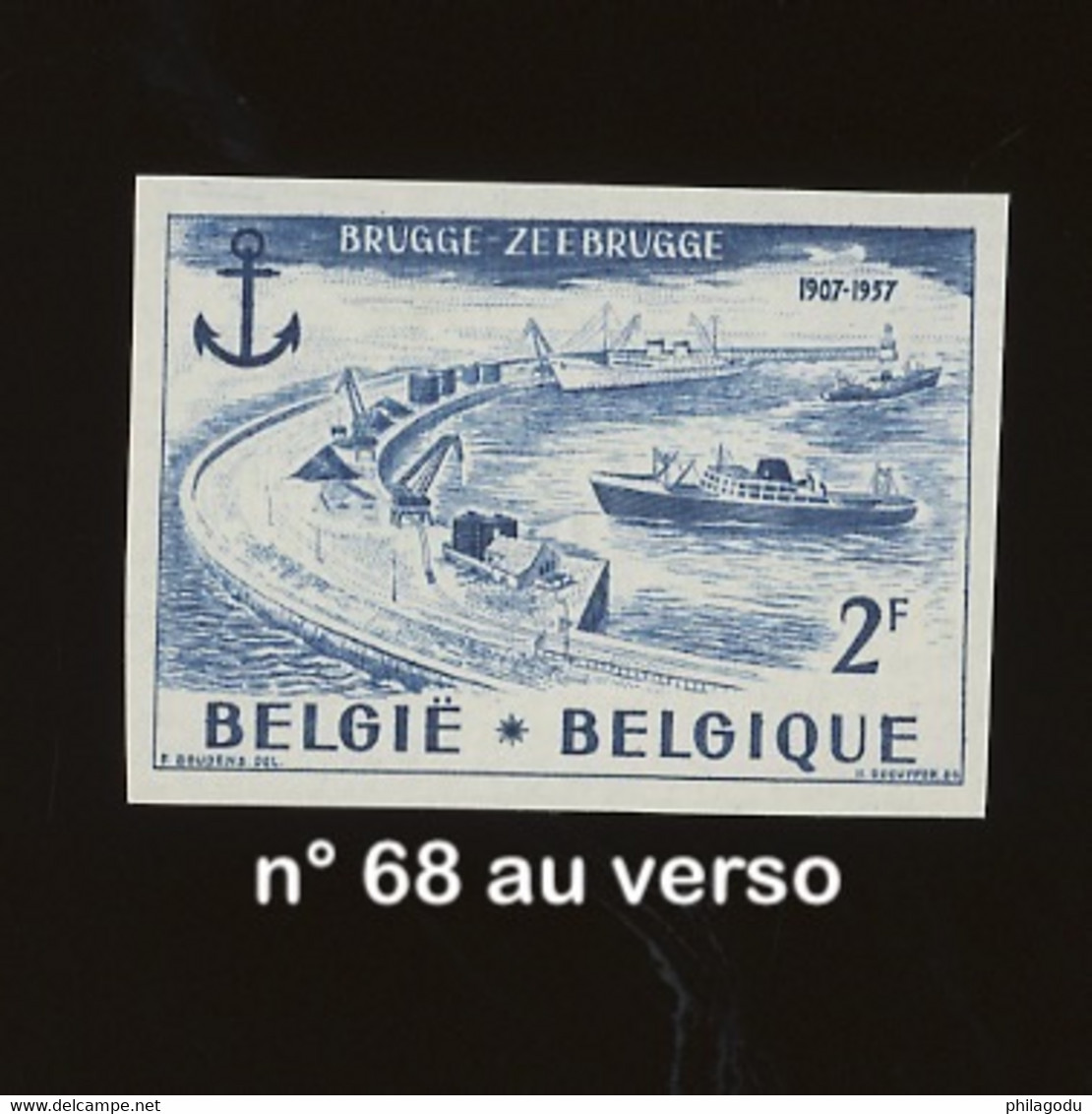 1957. Zeebrugge.  Bateau Port. Boat   Yv. 1019    NON DENTELE  Only 210 Ex. Exist. Not Always With Border - 1941-1960