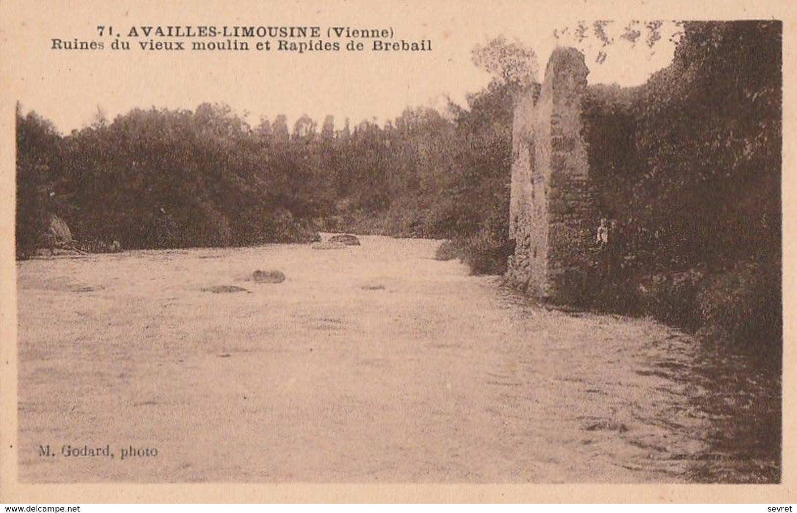 AVAILLES-LIMOUSINE. - Ruines Du Vieux Moulin Et Rapides De Brebail. Carte RARE - Availles Limouzine