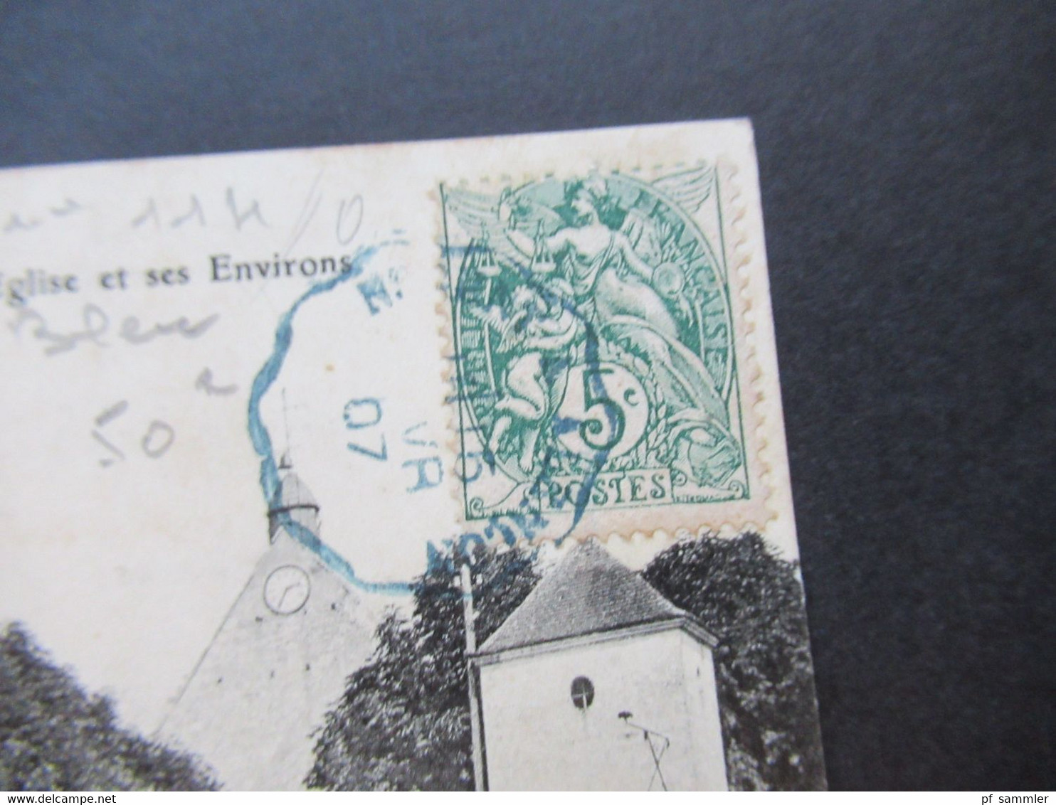 Frankreich 1907 AK Regmalard (Orne) 1906 L'Eglise Et Ses Environs Blauer Bahnpost Stempel!! - Remalard