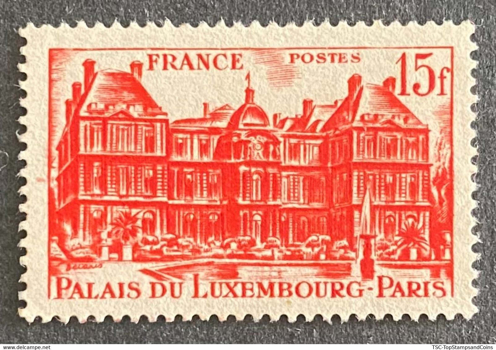 FRA0804MNH - Palais Du Luxembourg - 15 F Red MNH Stamp W/o Gum - 1948 - France YT 804 - Neufs