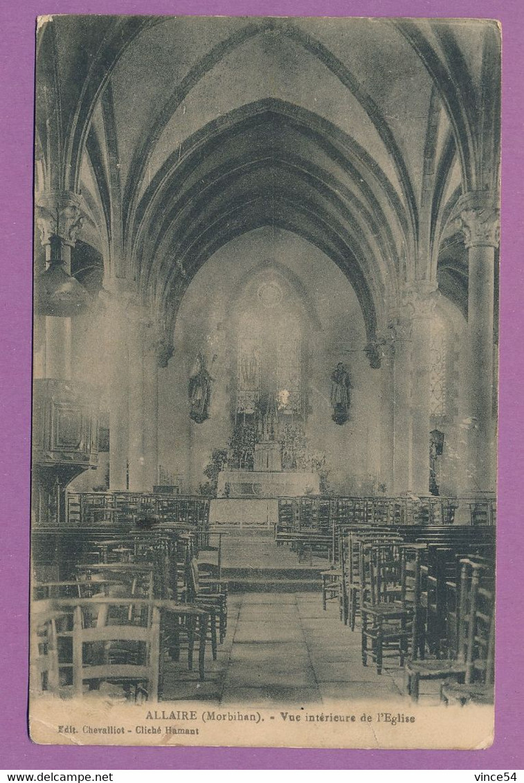 ALLAIRE - Vue Intérieure De L'Eglise - Circulé 1915 - Allaire
