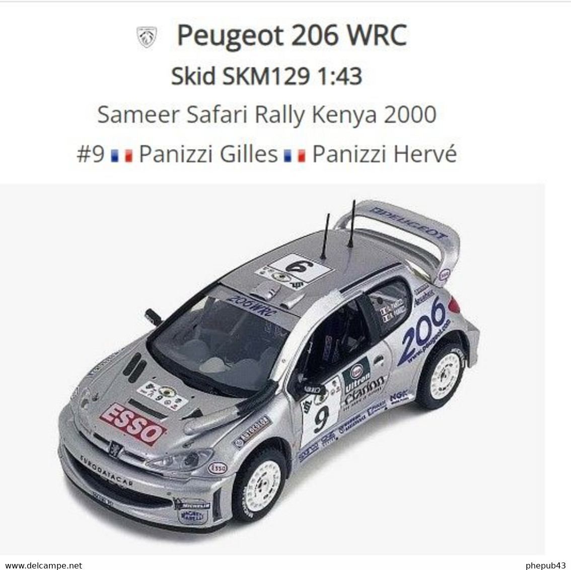 Peugeot 206 WRC - Esso - Gilles Panizzi/H. Panizzi - Safari Rally Kenya 2000 #9 - Skid - Vitesse