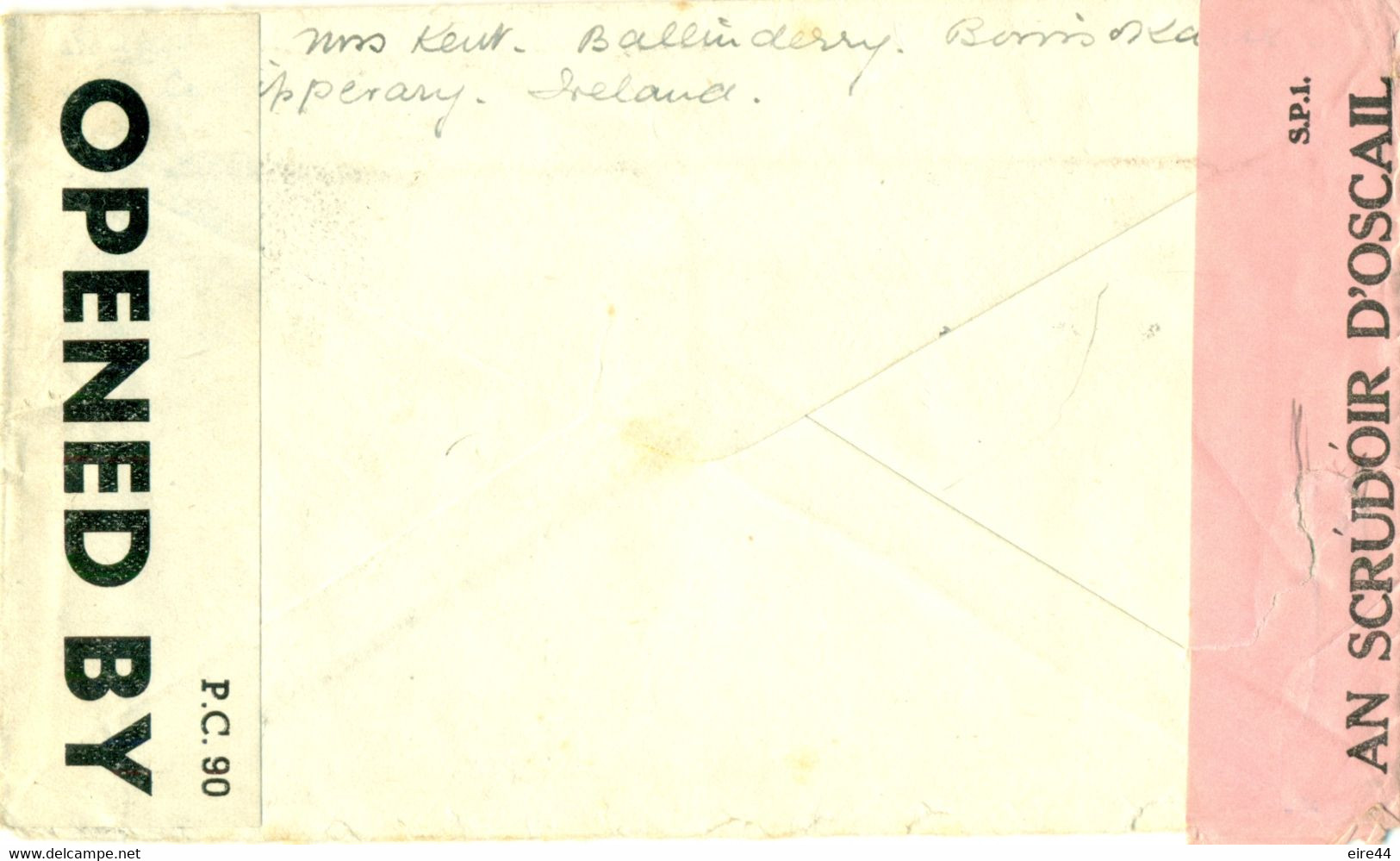 Ireland 194x Double Censor Cover Borrisoleigh Tipperary  To Lausanne Switzerland - Briefe U. Dokumente
