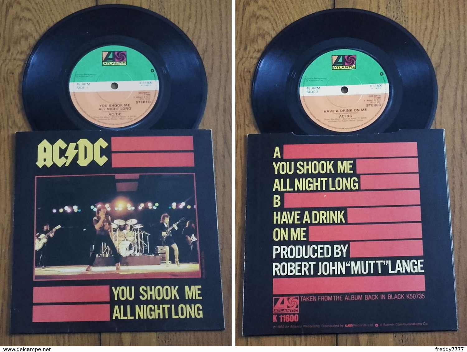 RARE U.K. SP 45t RPM (7") AC/DC (ACDC, AC DC, 1980) - Hard Rock En Metal