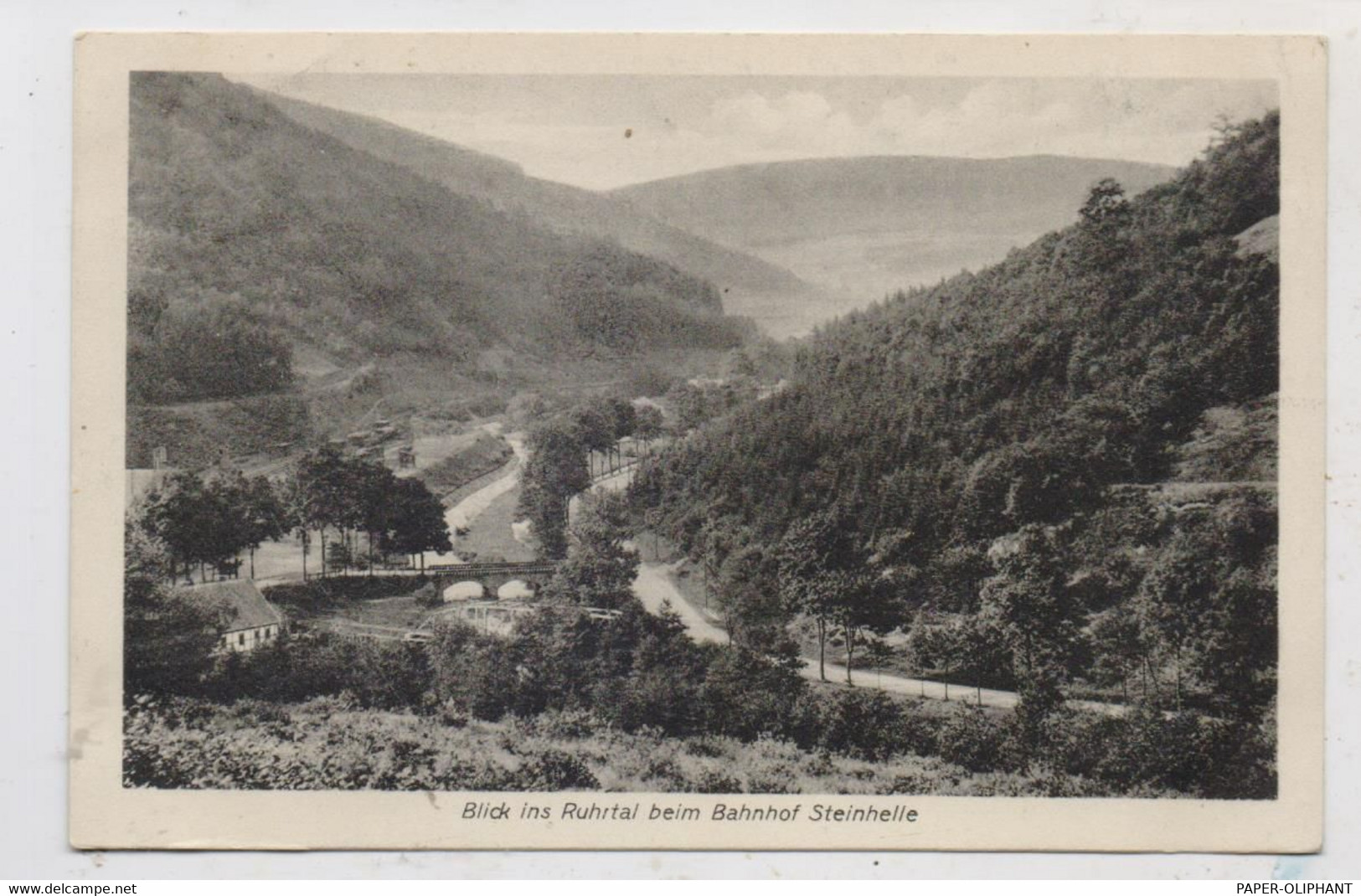 5787 OLSBERG - STEINHELLE, Kleinbahn - Bahnhof Steinhelle, 1923, Bahnpoststempel Nicht Lesbar - Meschede