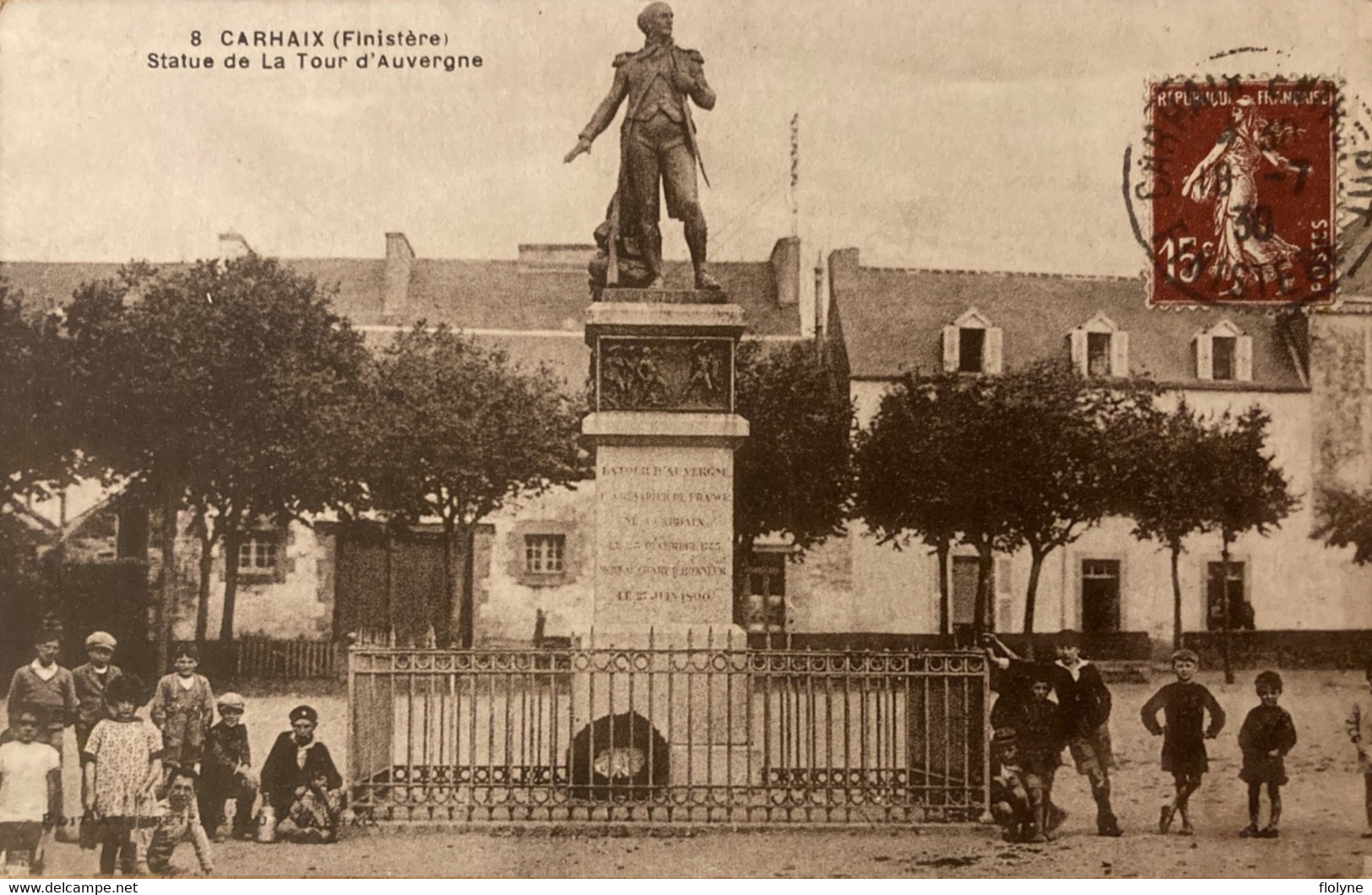 Carhaix - Place Et Statue De La Tour D’auvergne - Groupe D’enfants - Carhaix-Plouguer
