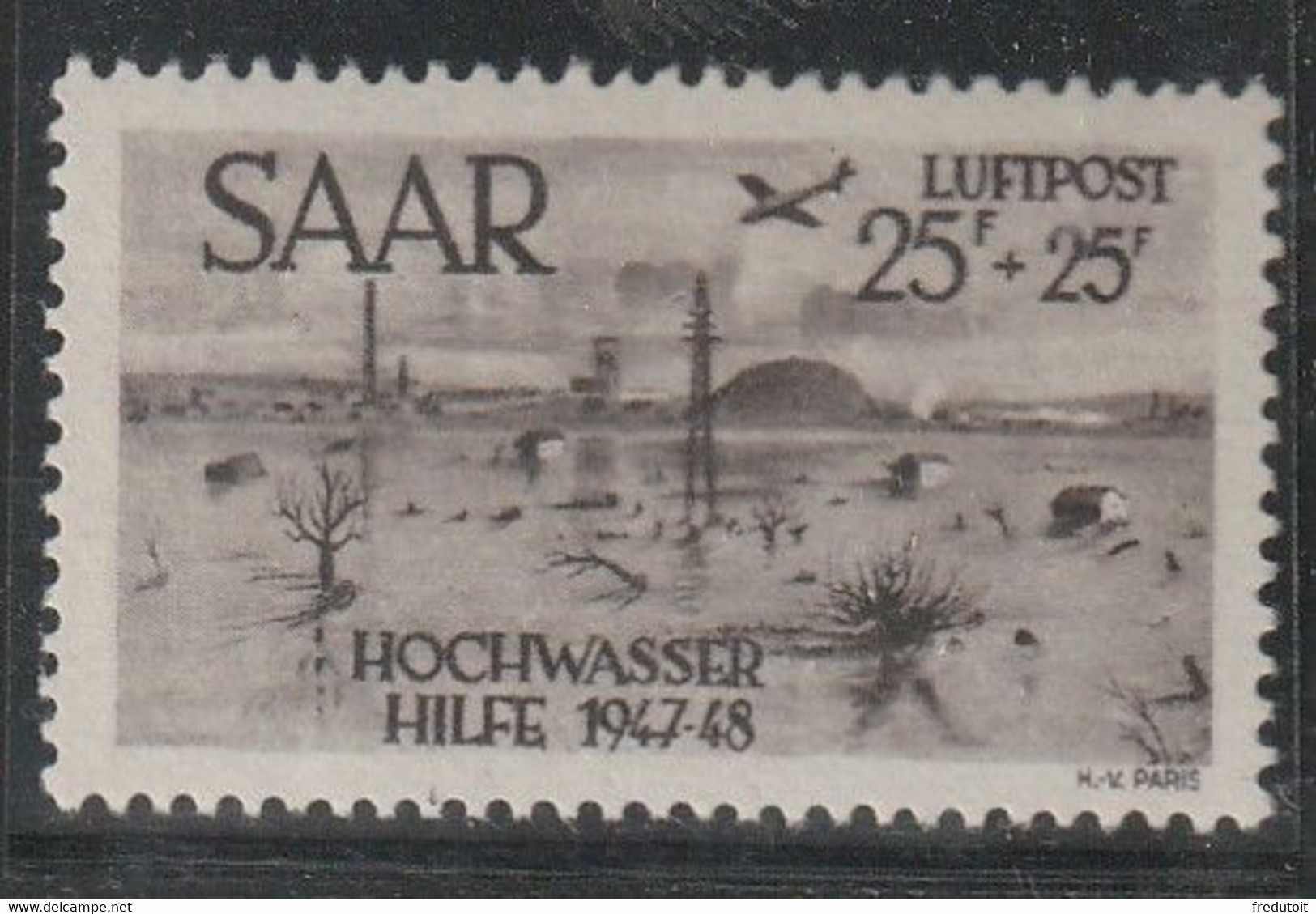 SARRE - PA N°12 ** (1948) Au Profit Des Victimes De L'inondation De Janvier 1947. - Luftpost