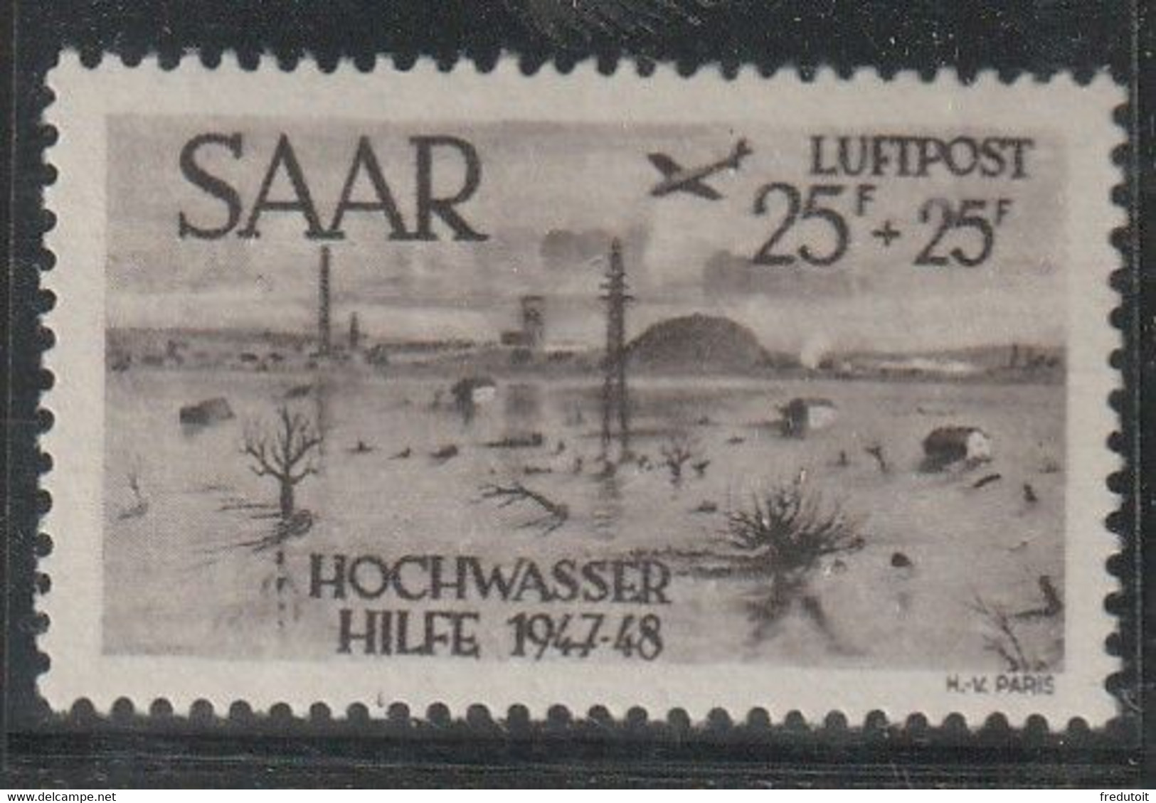 SARRE - PA N°12 ** (1948) Au Profit Des Victimes De L'inondation De Janvier 1947. - Luchtpost