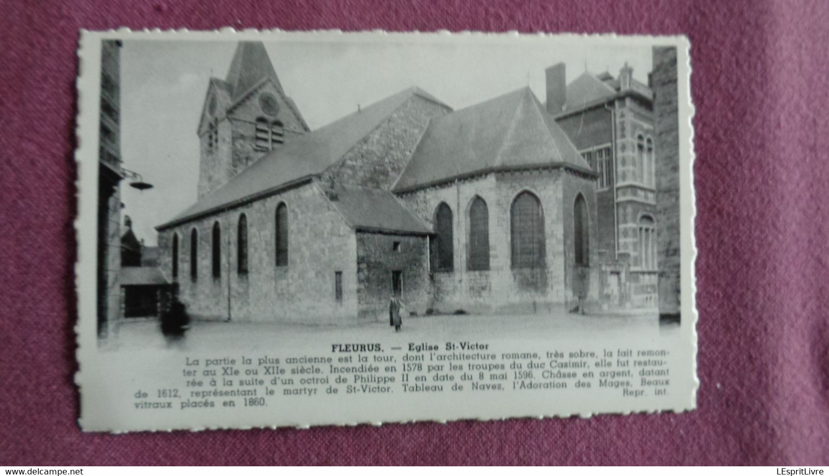 FLEURUS Eglise Saint Victor Animée Hainaut België Belgique Carte Postale Postcard - Fleurus