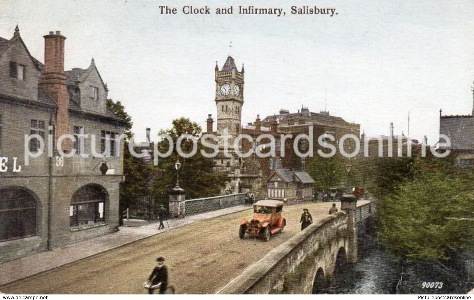 SALISBURY THE CLOCK AND INFIRMARY OLD COLOUR POSTCARD WILTSHIRE - Salisbury