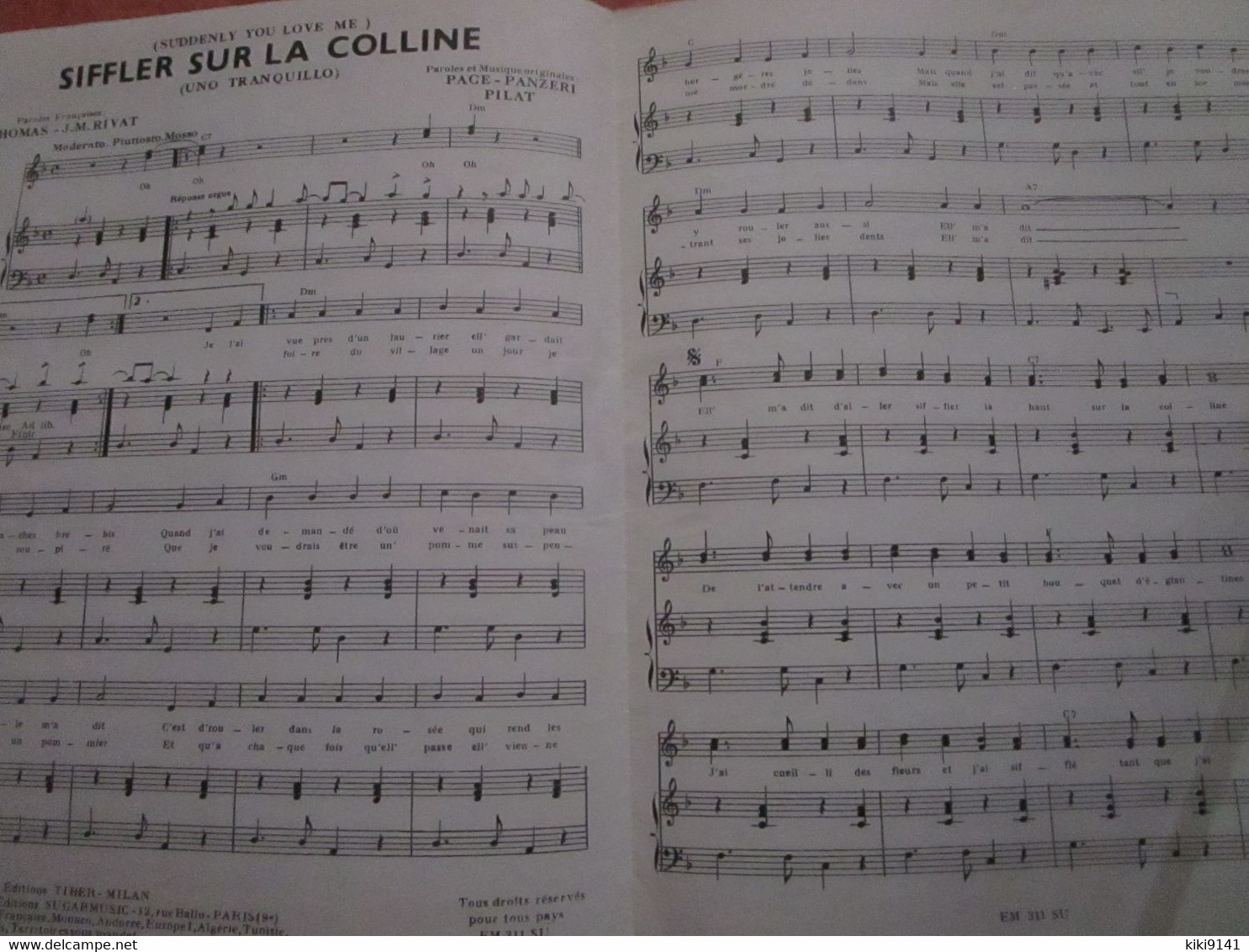 JOE DASSIN - Siffler Sur La Colline - Partitions Musicales Anciennes