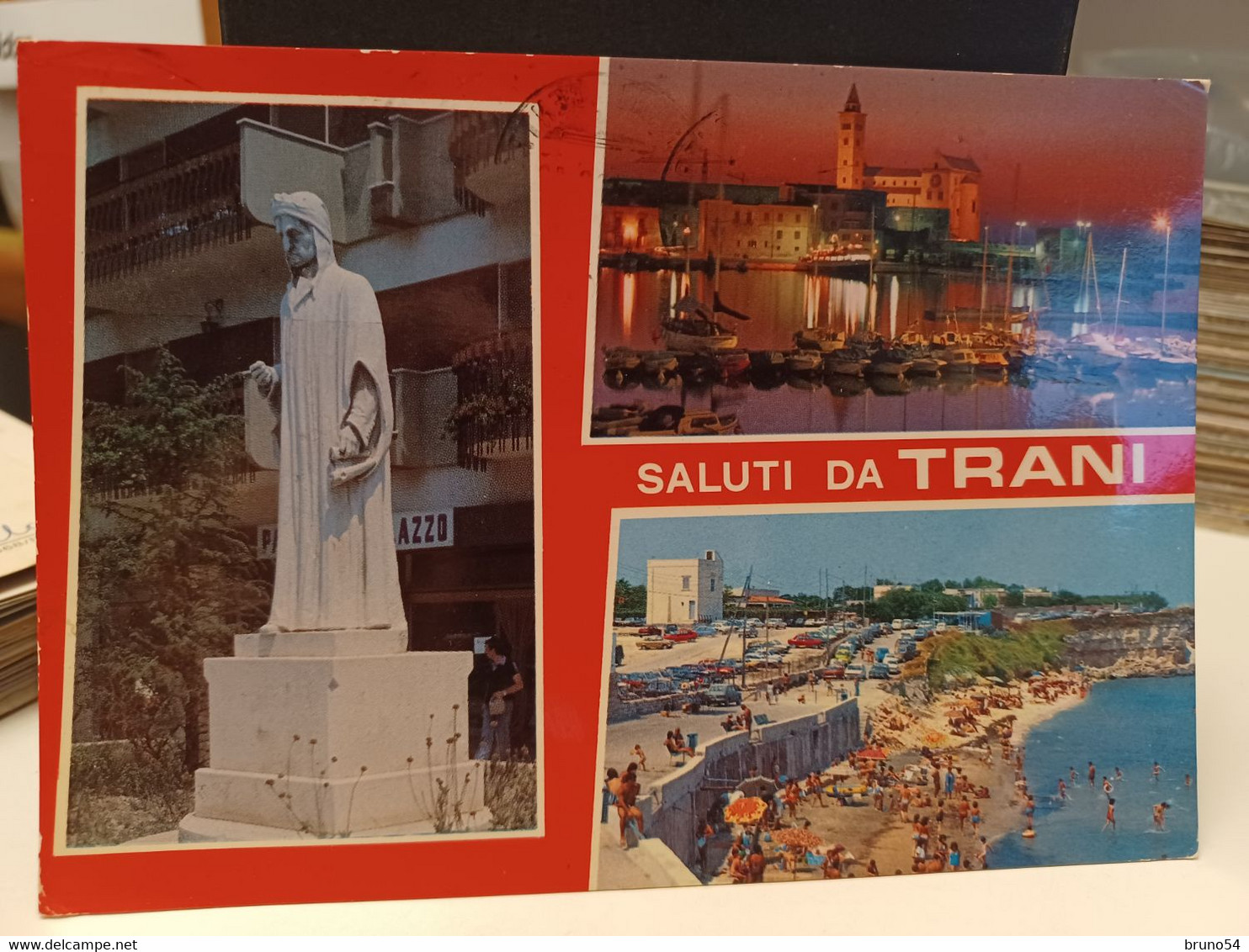 Cartolina  Saluti Da Trani Provincia Barletta-Andria-Trani, Spiaggia Porto - Trani