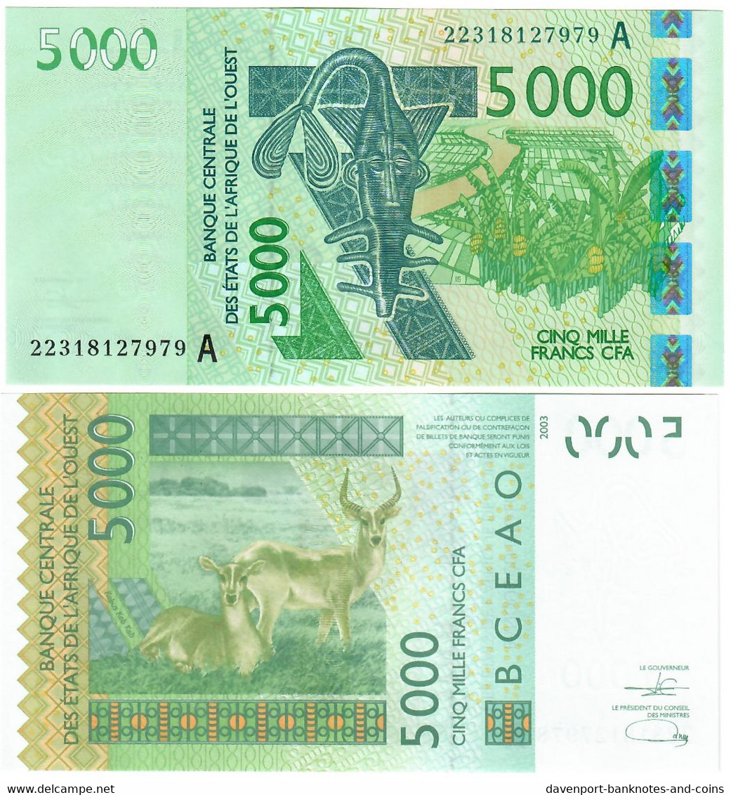 Côte D'Ivoire (Ivory Coast) 5000 Francs CFA 2003 (2022) UNC "A" - Côte D'Ivoire