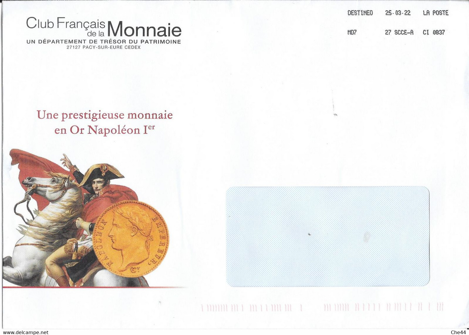 Enveloppe Destinéo : Napoléon 1er. - Cartas & Documentos
