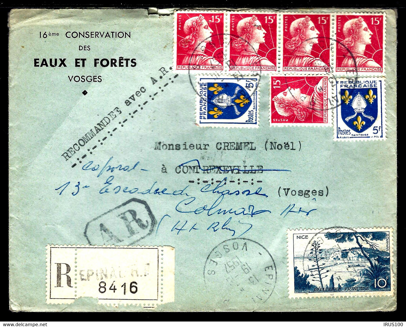 CONSERVATION DES EAUX ET FORÊTS - RECOMMANDÉ AR D'ÉPINAL - 1957 - - Other & Unclassified