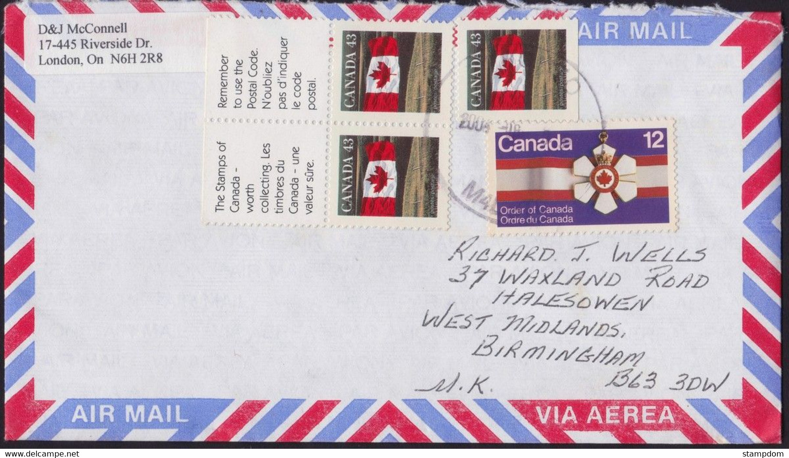 CANADA 2004 COVER To UK @D4598 - Storia Postale