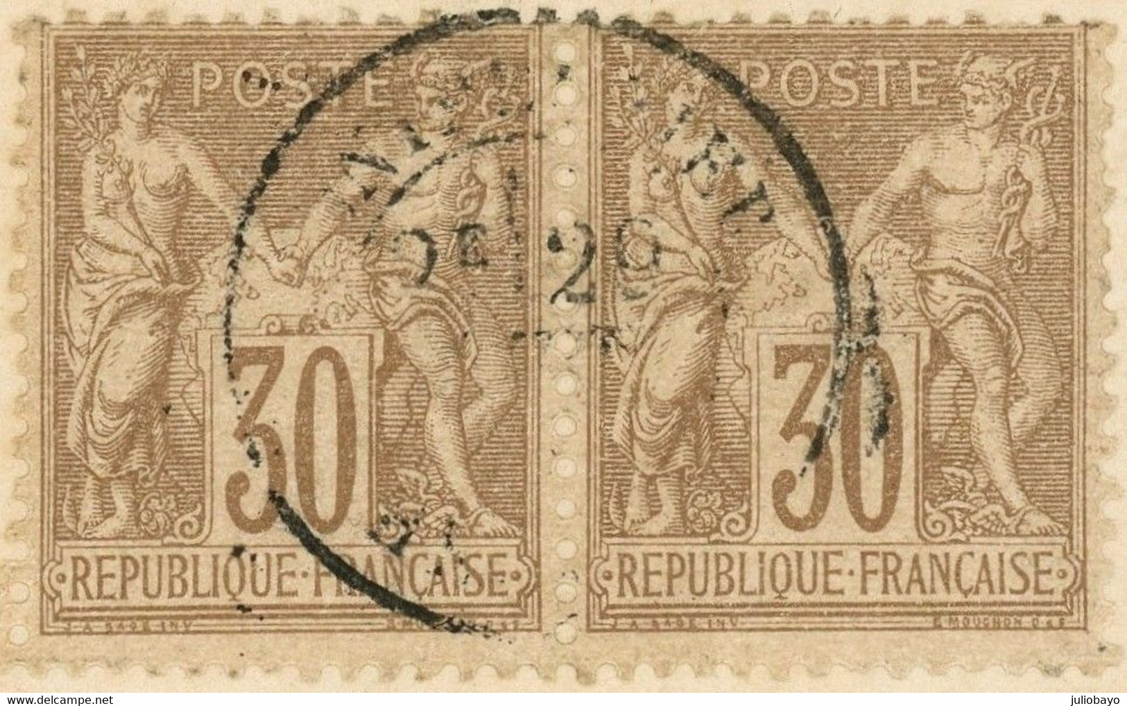 29 Avril 1880 Sage Paire N°69 Sur Lettre Chargée De Montpellier Vers Paris Rue Corneille - 1877-1920: Période Semi Moderne