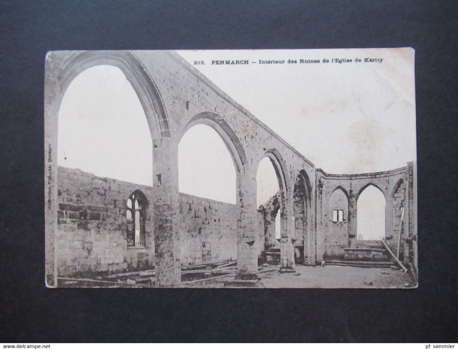 AK Frankreich 1905 Penmarch Interieur Des Ruines De L'Eglise De Kerity  Stempel Gare De Landerneau Karten Bost - Penmarch