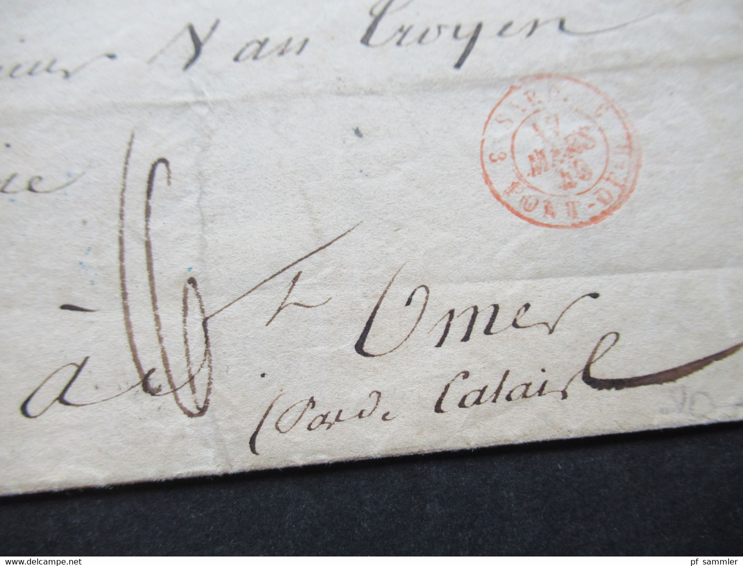 Italien 1840 Genova - Omer Blauer Stempel L2 Consul General De France A Genes U. Roter K2 Sard 3 Pont - ...-1850 Voorfilatelie