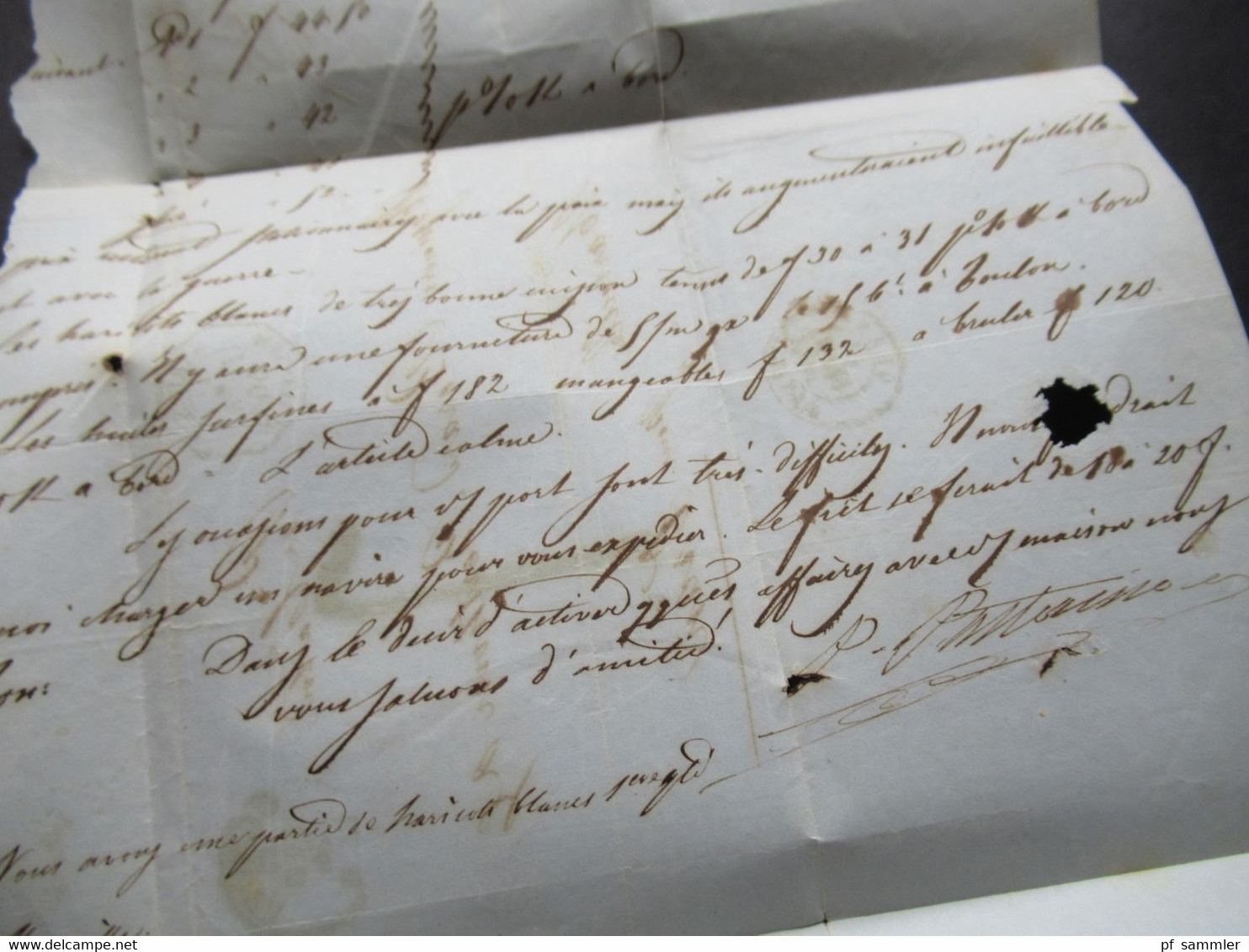 Italien 11.2.1856 Genova - Marseille pour Oran (Algerien) blauer 6eck Stempel Sard S.E. Marseille Schiffspost