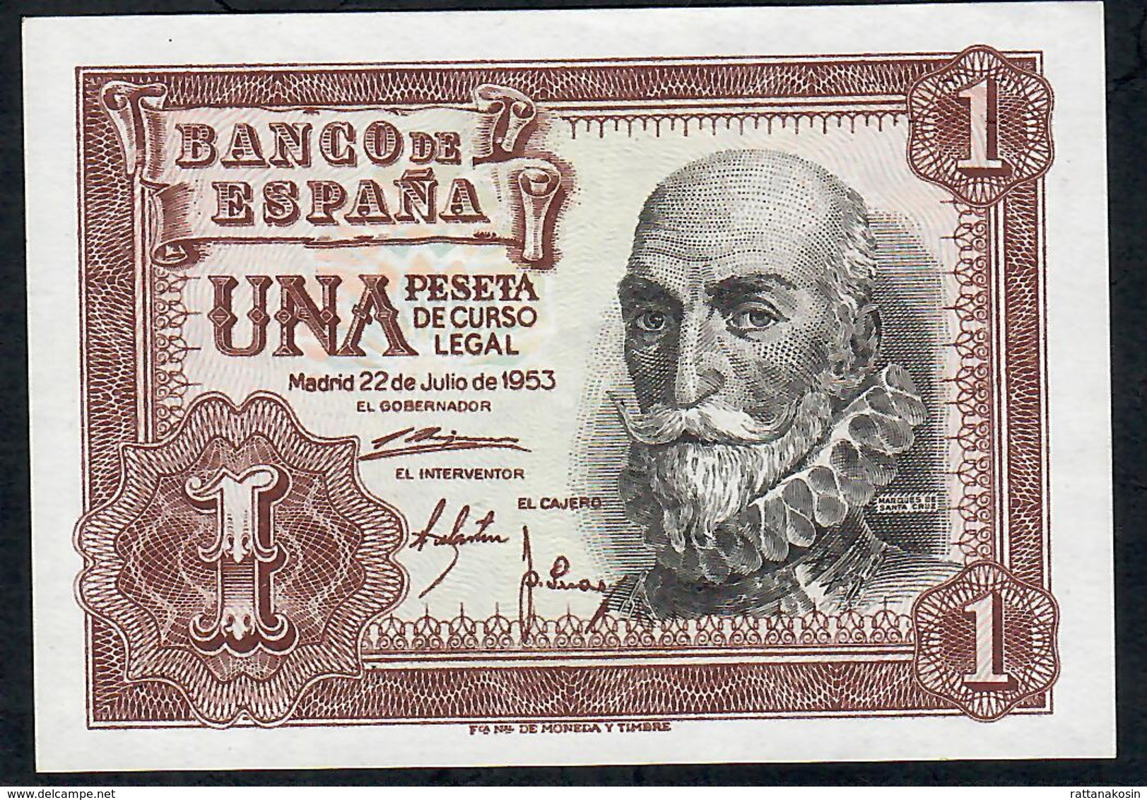 SPAIN P144  1  PESETA 1953  Serie Y  UNC. - 1-2 Pesetas