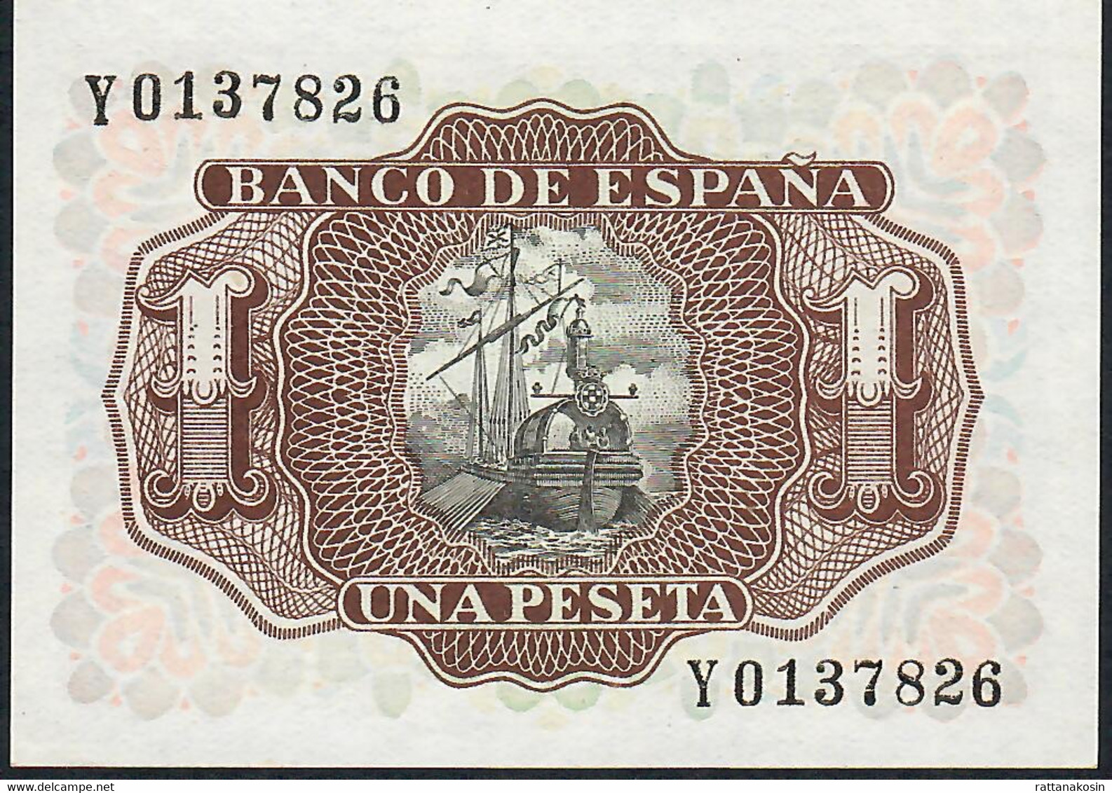 SPAIN P144  1  PESETA 1953  Serie Y  UNC. - 1-2 Peseten