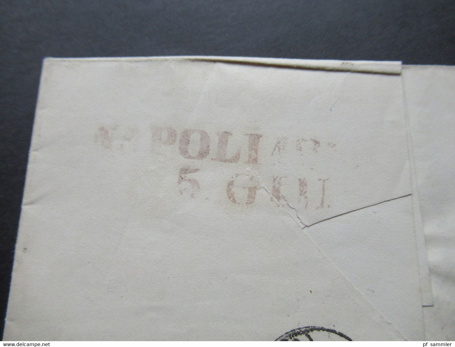 Italien 1857 L2 Napoli 5.6. und roter K2 Deux Siciles 1 Marseille nach Lyon mit Vermerk Col Vapore Faltbrief mit Inhalt