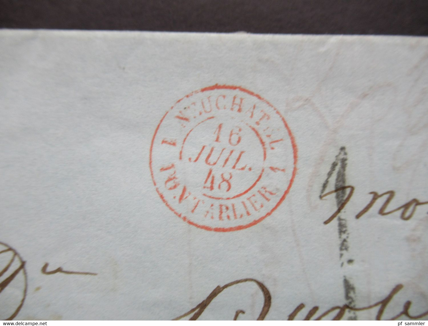 Schweiz 1848 Faltbrief Mit Inhalt Stempel K2 Travers Und Roter K2 Neuchatel 1 Pontarlier Und Verrieres - Suisses - 1843-1852 Federale & Kantonnale Postzegels