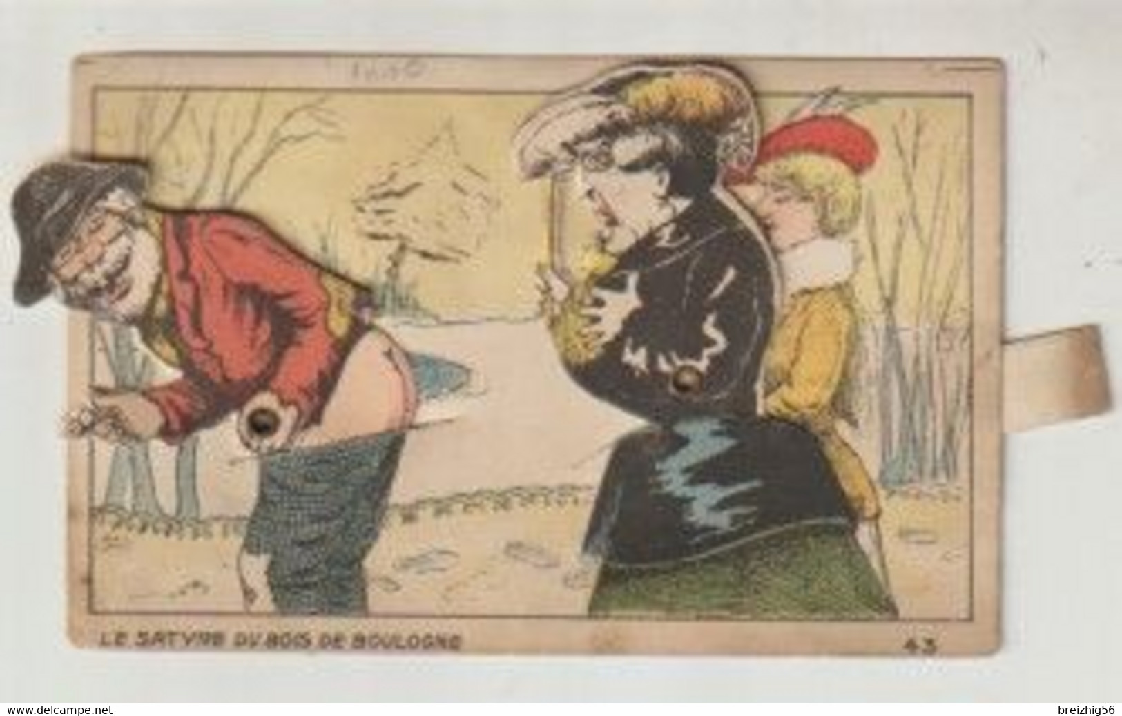 Carte à Système (tirette) Le Satyre Du Bois De Boulogne - Cartoline Con Meccanismi