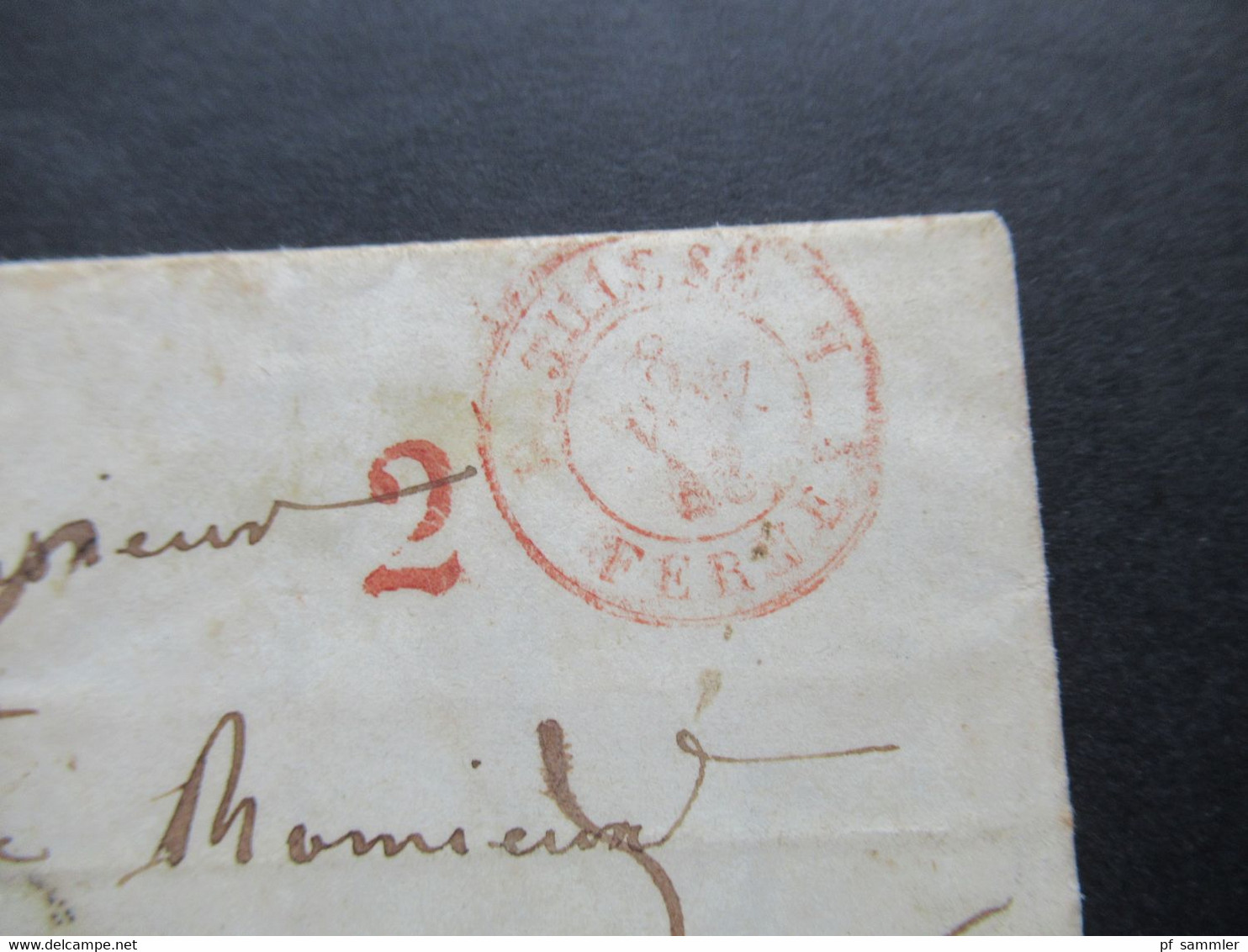 Schweiz 8.11.1843 4x Rote Stempel Geneve / Ra1 LG / K2 Suisse 1 Fernex Und Nummer 2 Nach St. Jean D'Herens - ...-1845 Vorphilatelie