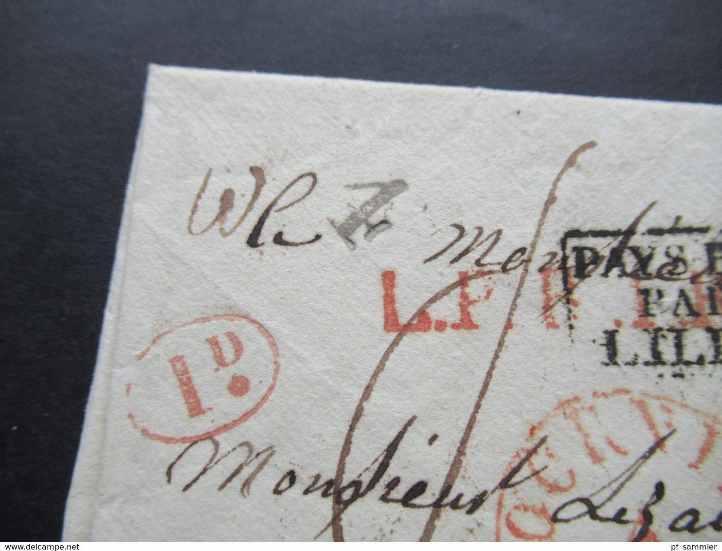 Niederlande 1820 Auslandsbrief Nach Sygoint Roter K1 Doornik Und Schwarzer Ra3 Pays Bas Par Lille Und Weitere Stempel!! - ...-1852 Prephilately