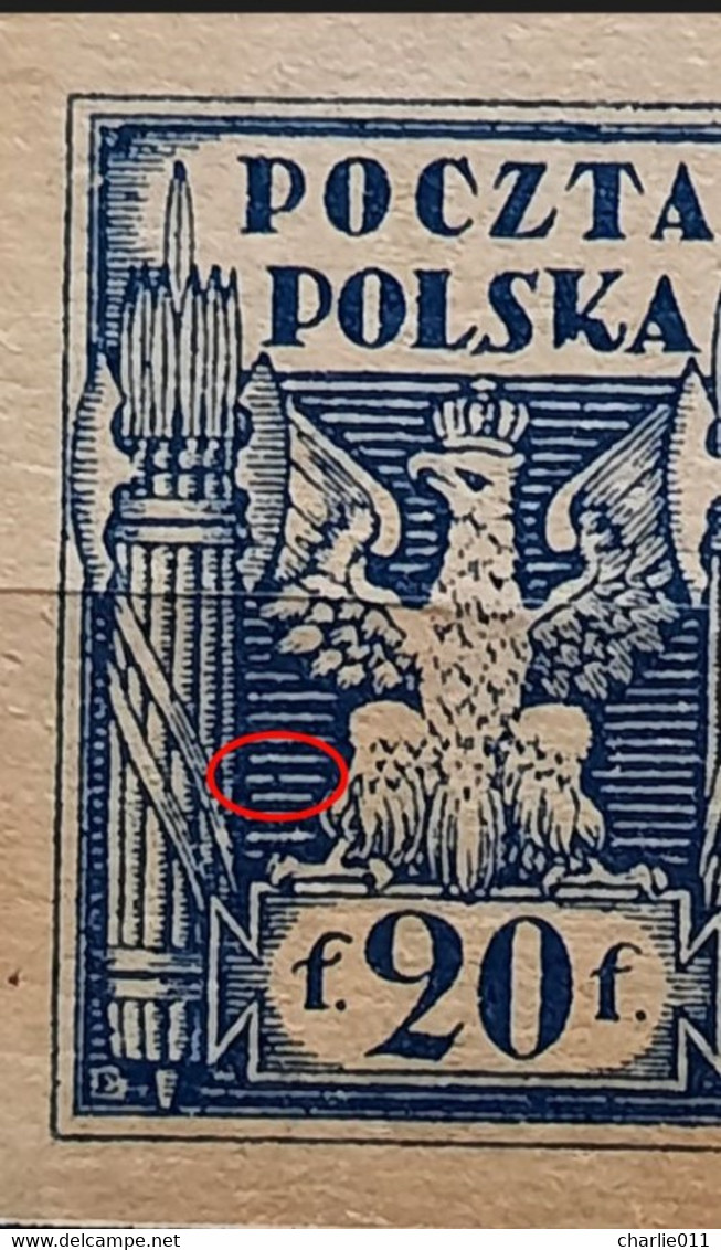 COAT OF ARMS-EAGLE-SMALL VALUES-20 F-PAIR-ERROR-NORTH POLAND-1919 - Nuevos