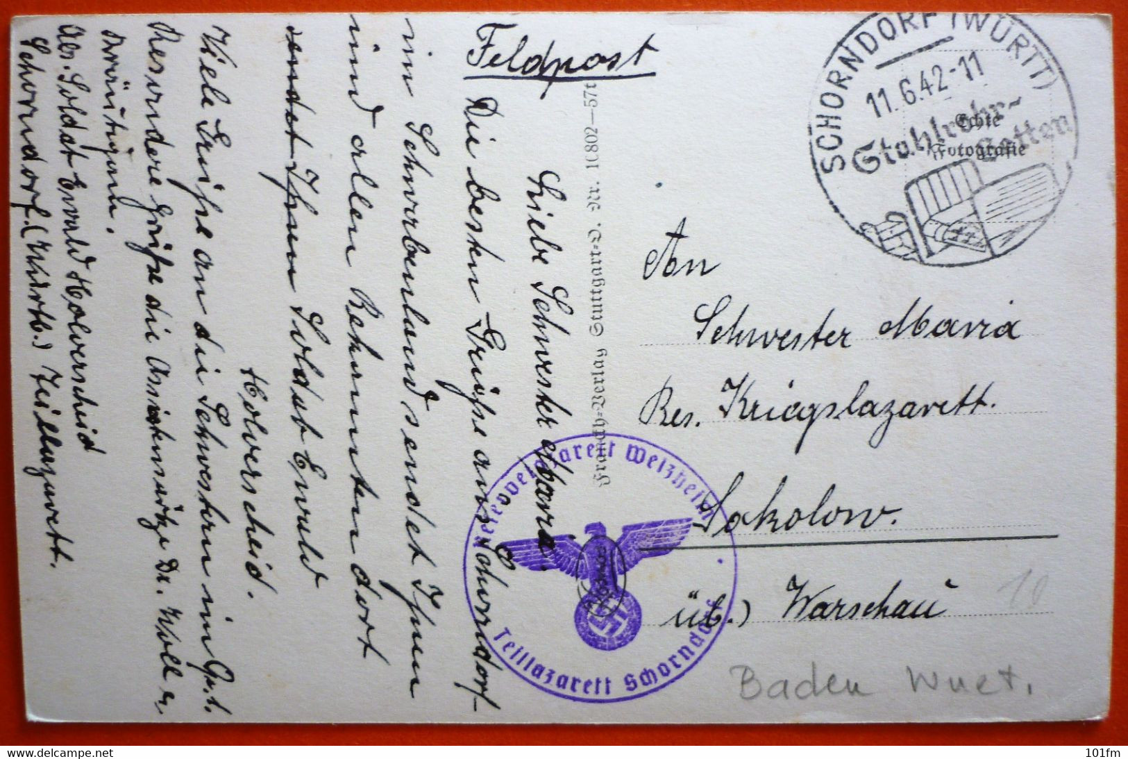 GERMANY - BADEN WURTTEMBERG - SCHORNDORF , FEUERSEE FELDPOST 1942 - Schorndorf