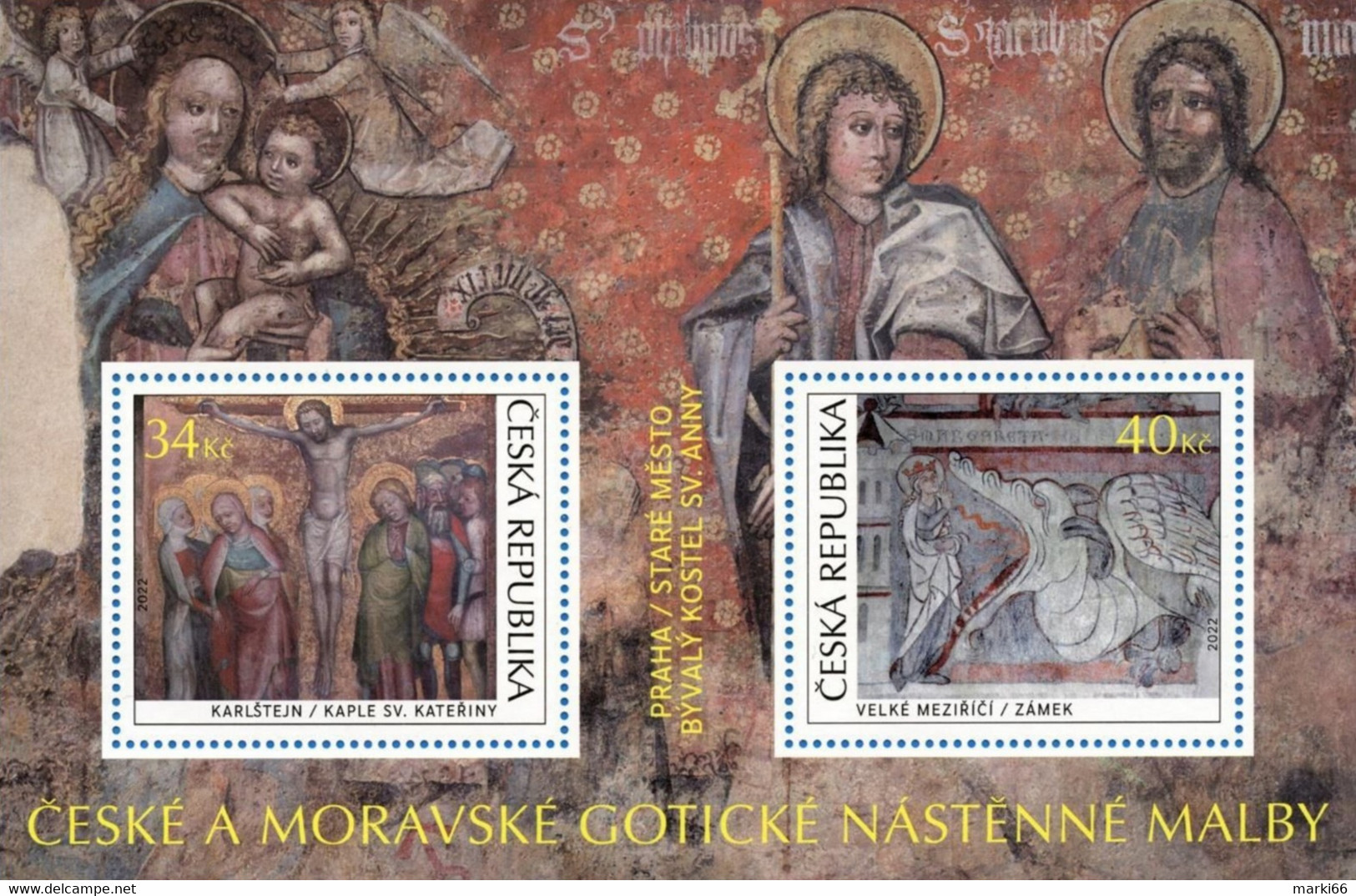 Czech Republic - 2022 - Art On Stamps - Czech Gothic Mural Paintings - Mint Souvenir Sheet - Neufs