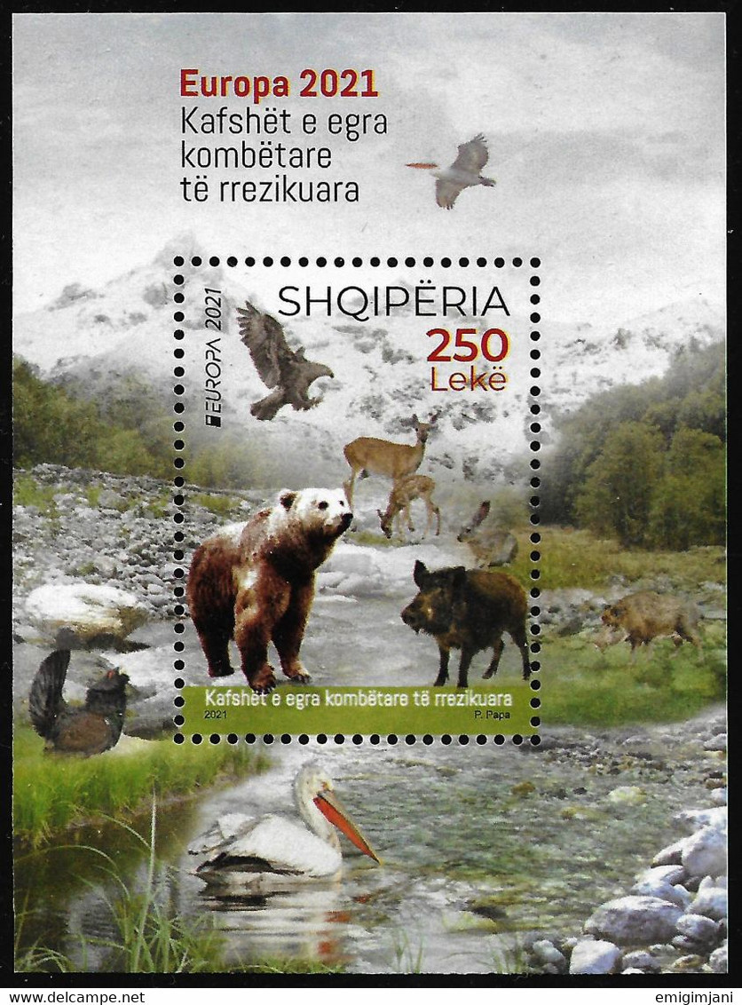 ALBANIA Europe 2021 - "Endangered National Wildlife" - BLOCK MNH - Albanie