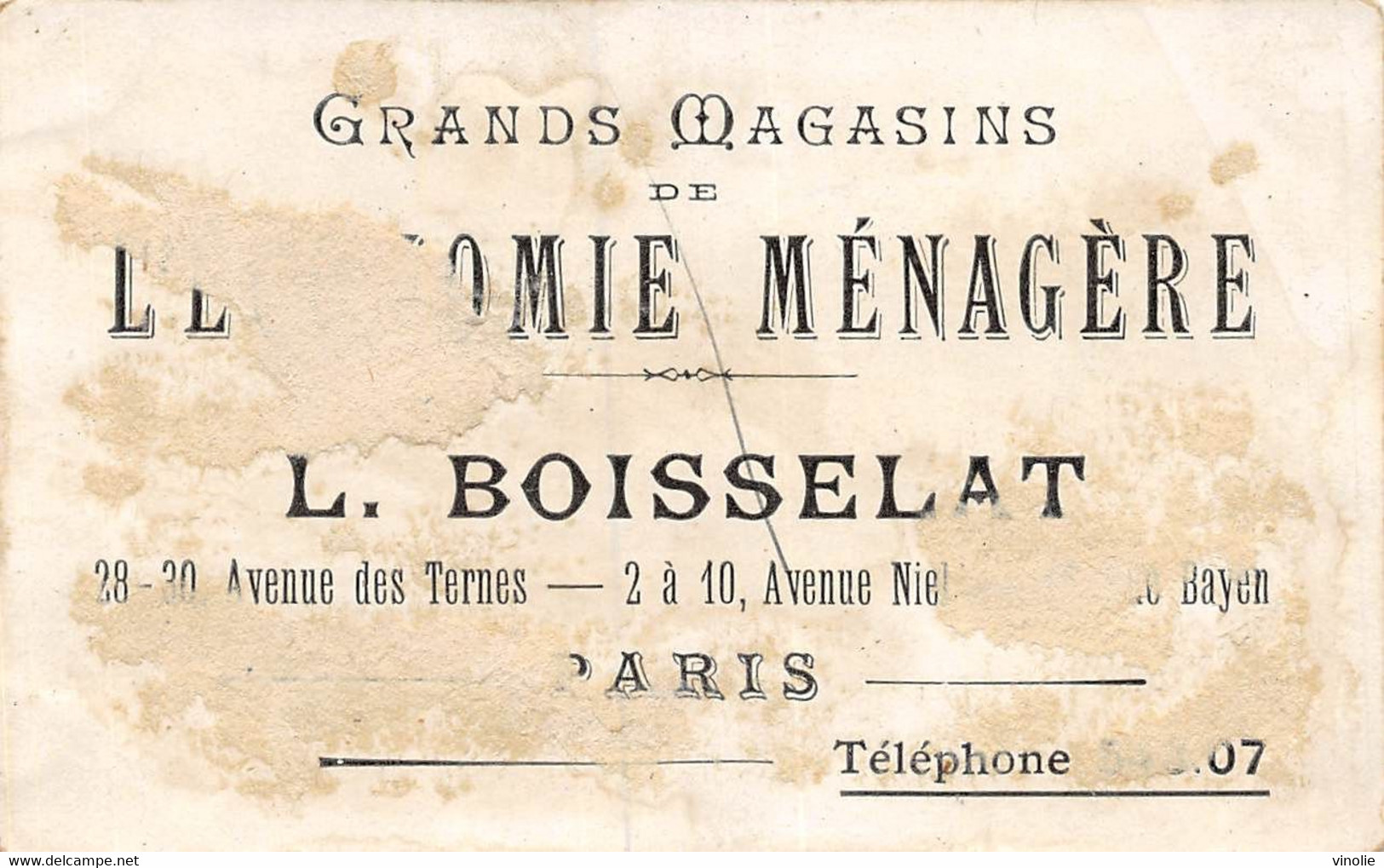 P-TBB2-22-2267 : MAGASIN BOISSELAT PARIS. ECONOMIE MENAGERE. IMAGE FORMAT 7 CM X 11 CM. CHATEAU DE BAZOCHES - Bazoches