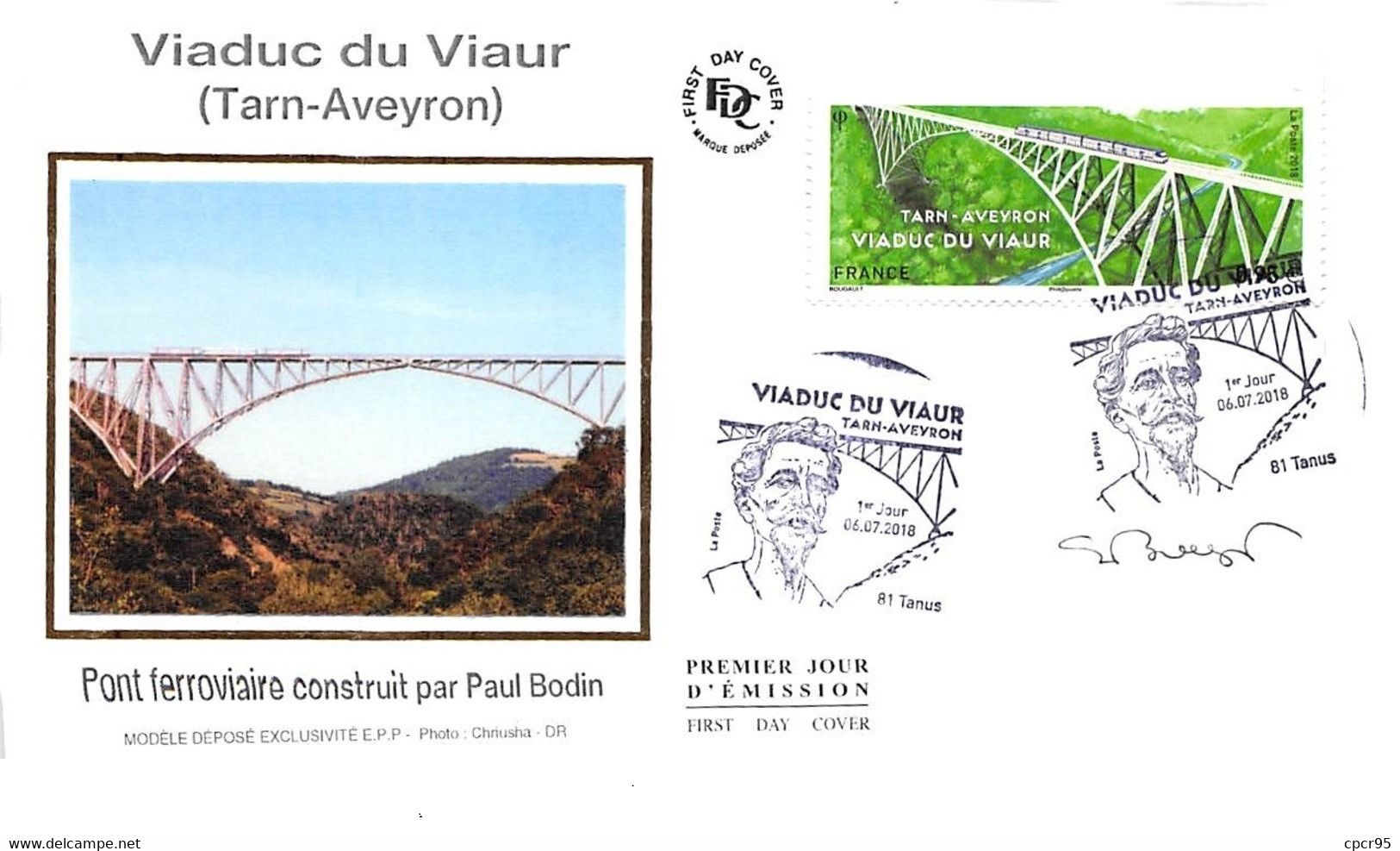 FRANCE. FDC. N°206496. 06/07/2018 .cachet Tanus. Viaduc Du Viaur - 2010-2019