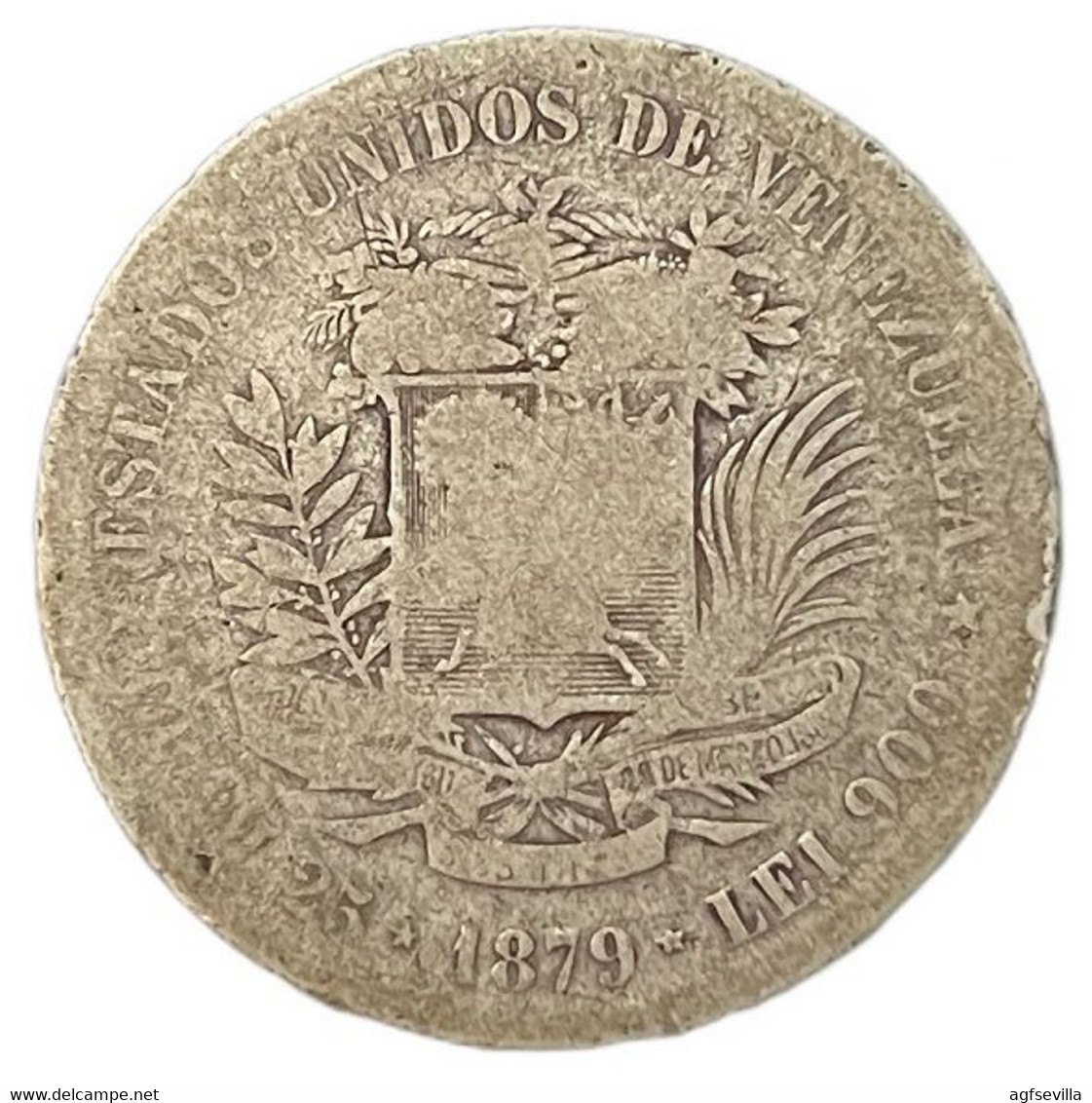 VENEZUELA. 5 BOLÍVARES 1.879. PLATA - Venezuela