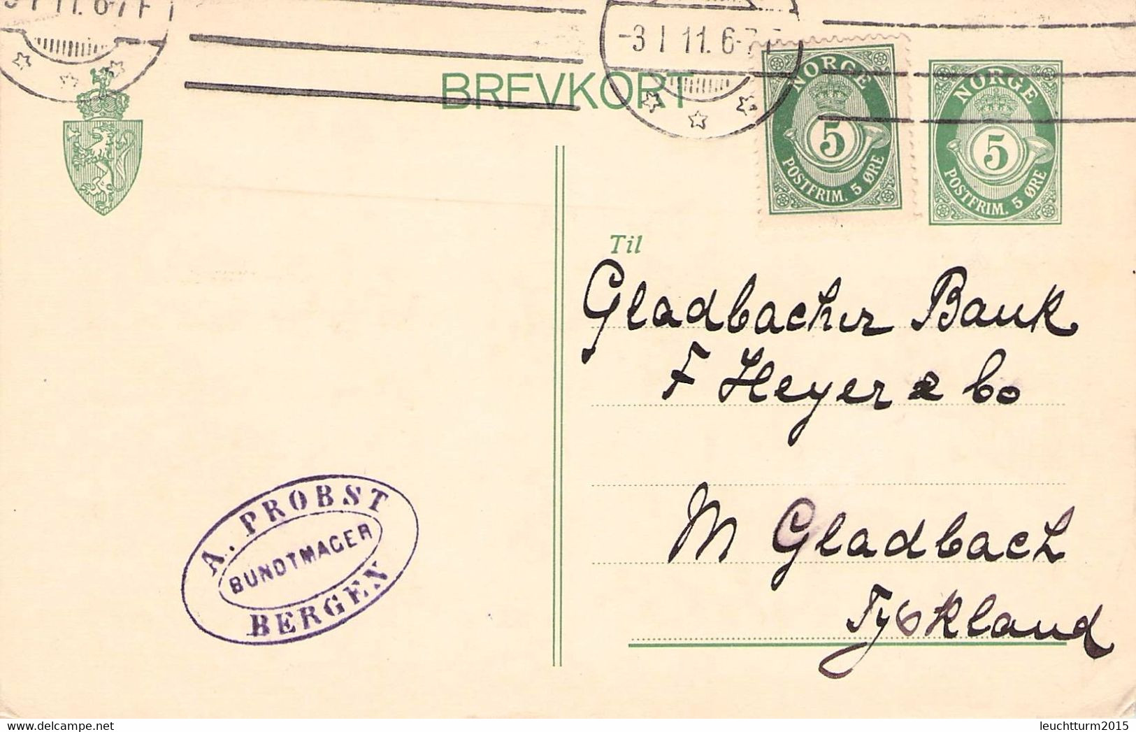 NORWAY - Uprated BREVKORT 15Ö 1946 HOLMESTRAND > OSLO  / GR160 - Postal Stationery