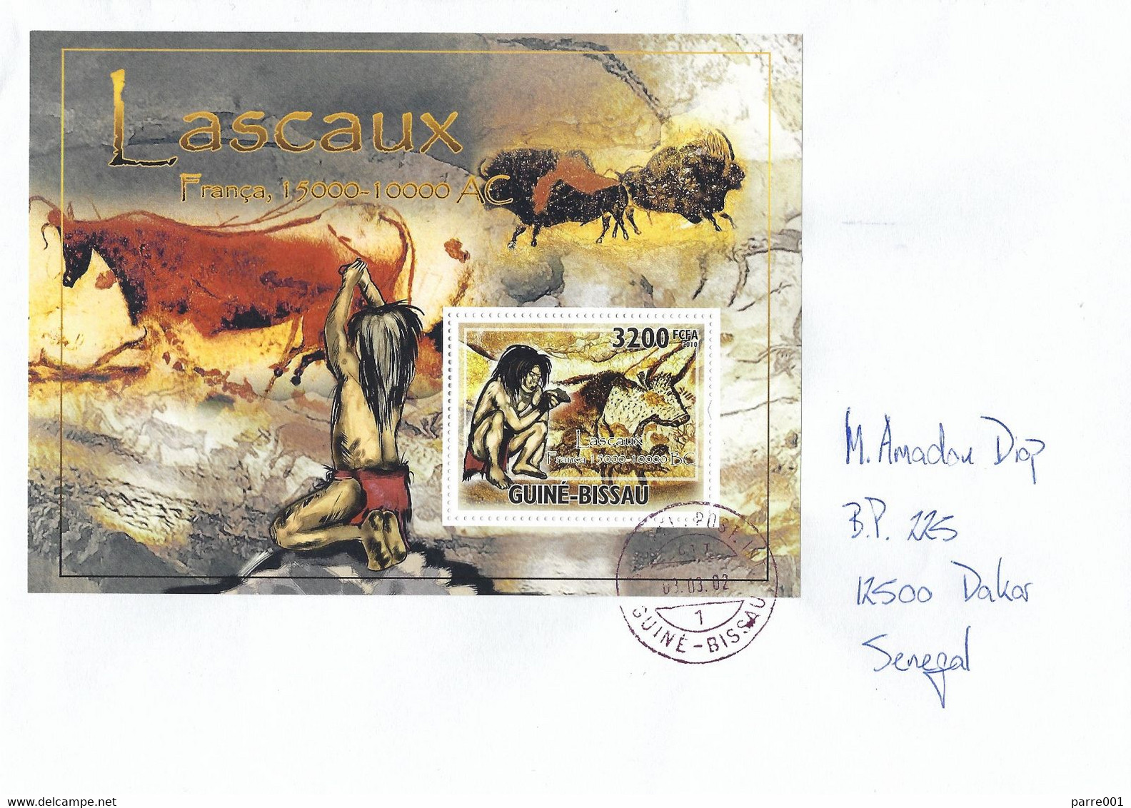 Guinea Bissau 2022 Prehistory Lascaux Cave Paintings Bison MS Cover - Prehistory