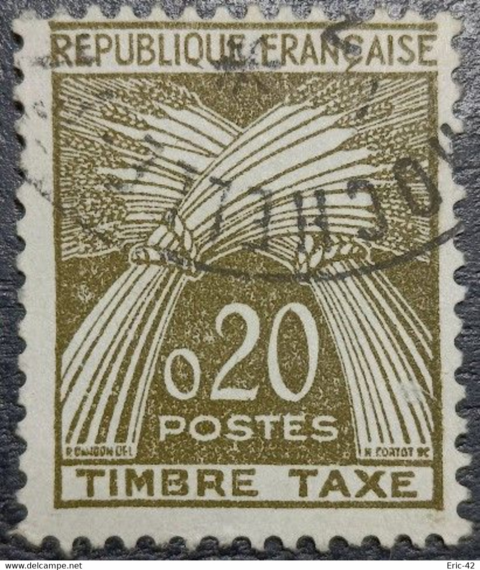 TAXE N°92. 20c. Brun-olive. Cachet De La Rochelle.. - 1960-.... Oblitérés