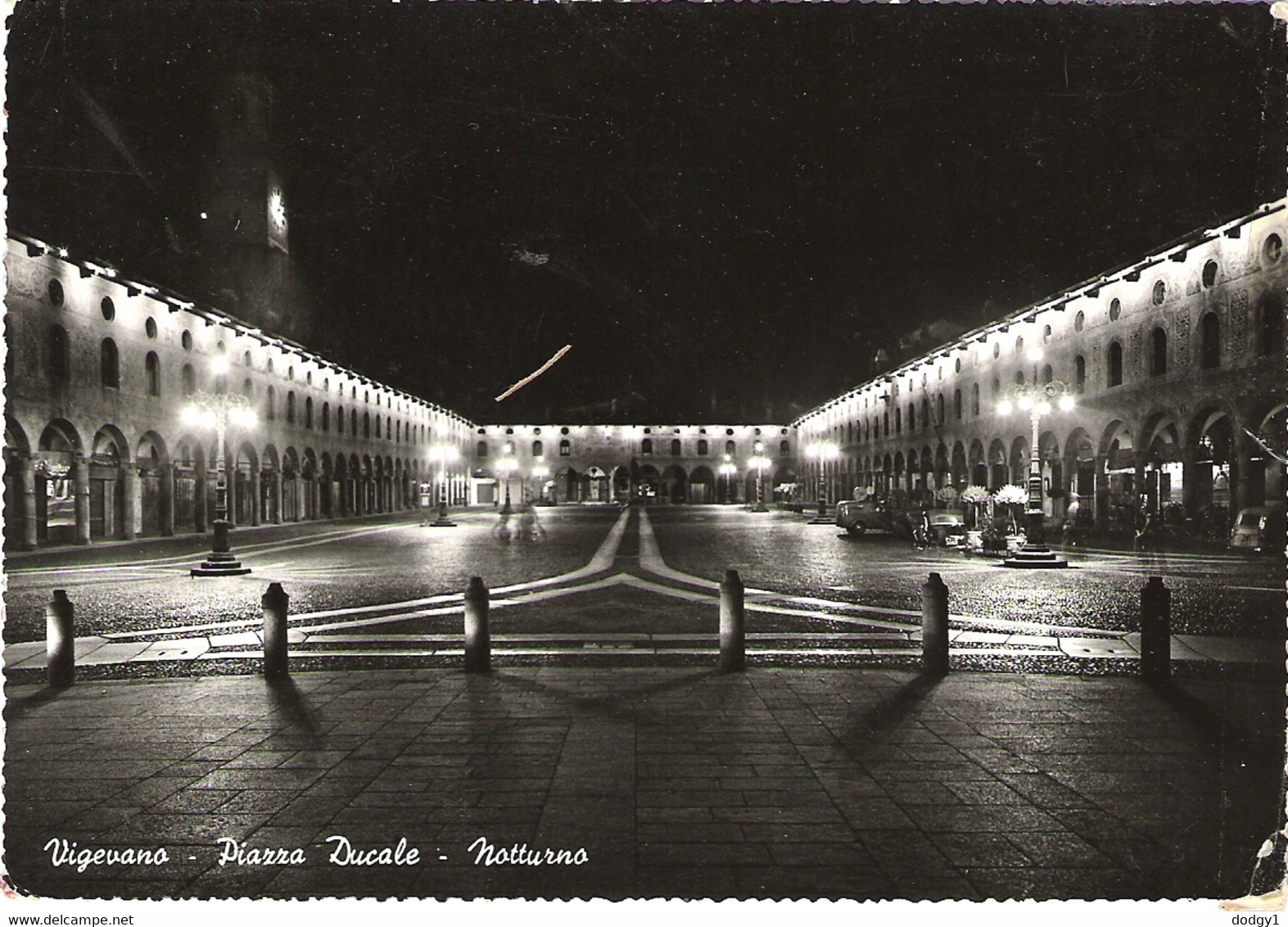 PIAZZA DUCALE, AT NIGHT, VIGEVANO, ITALY USED POSTCARD J1 - Vigevano